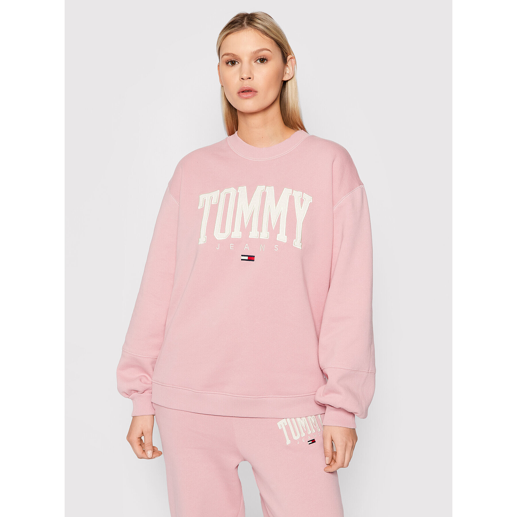 Tommy Jeans Суитшърт Collegiate DW0DW12103 Розов Relaxed Fit - Pepit.bg