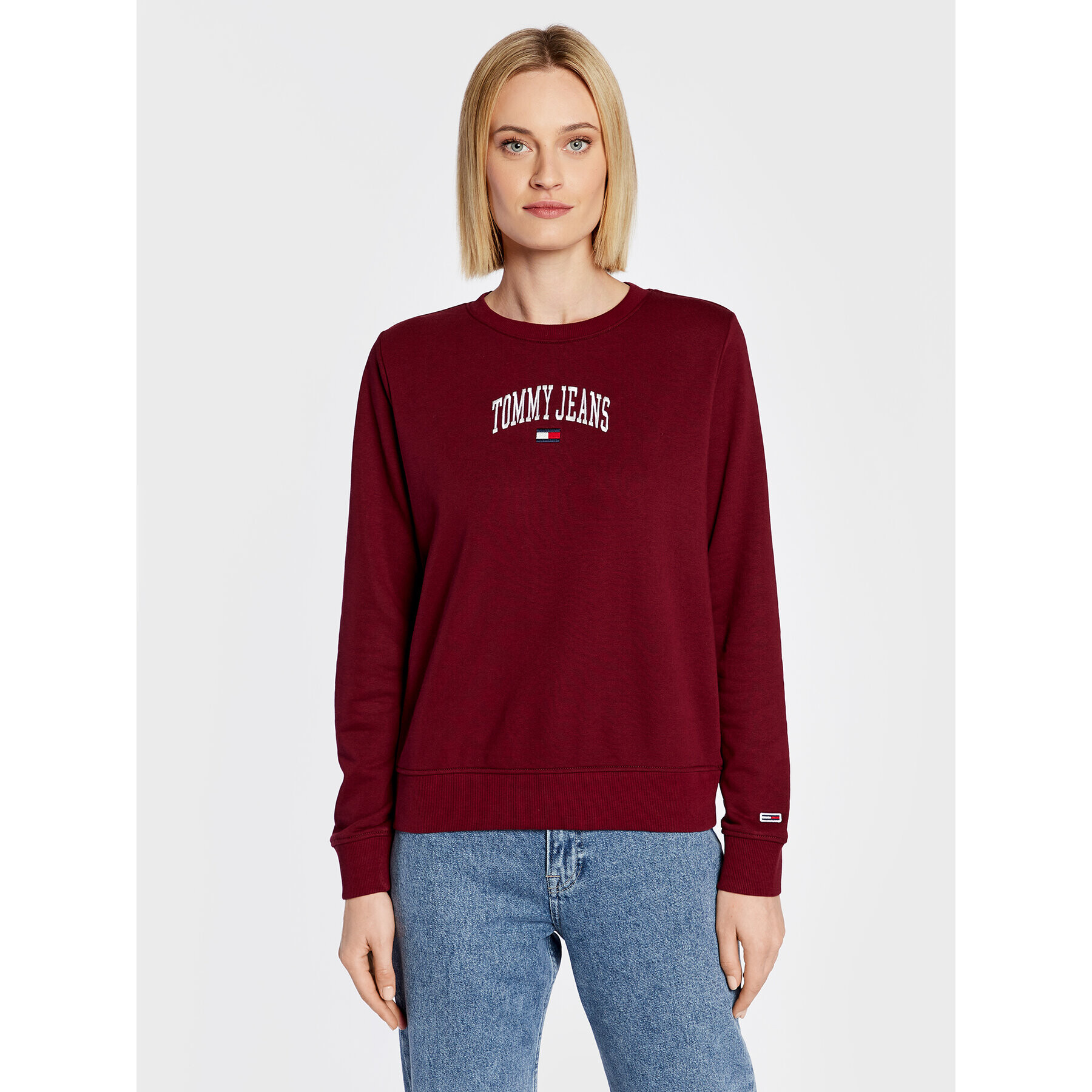 Tommy Jeans Суитшърт Collegiate Logo DW0DW14344 Бордо Regular Fit - Pepit.bg