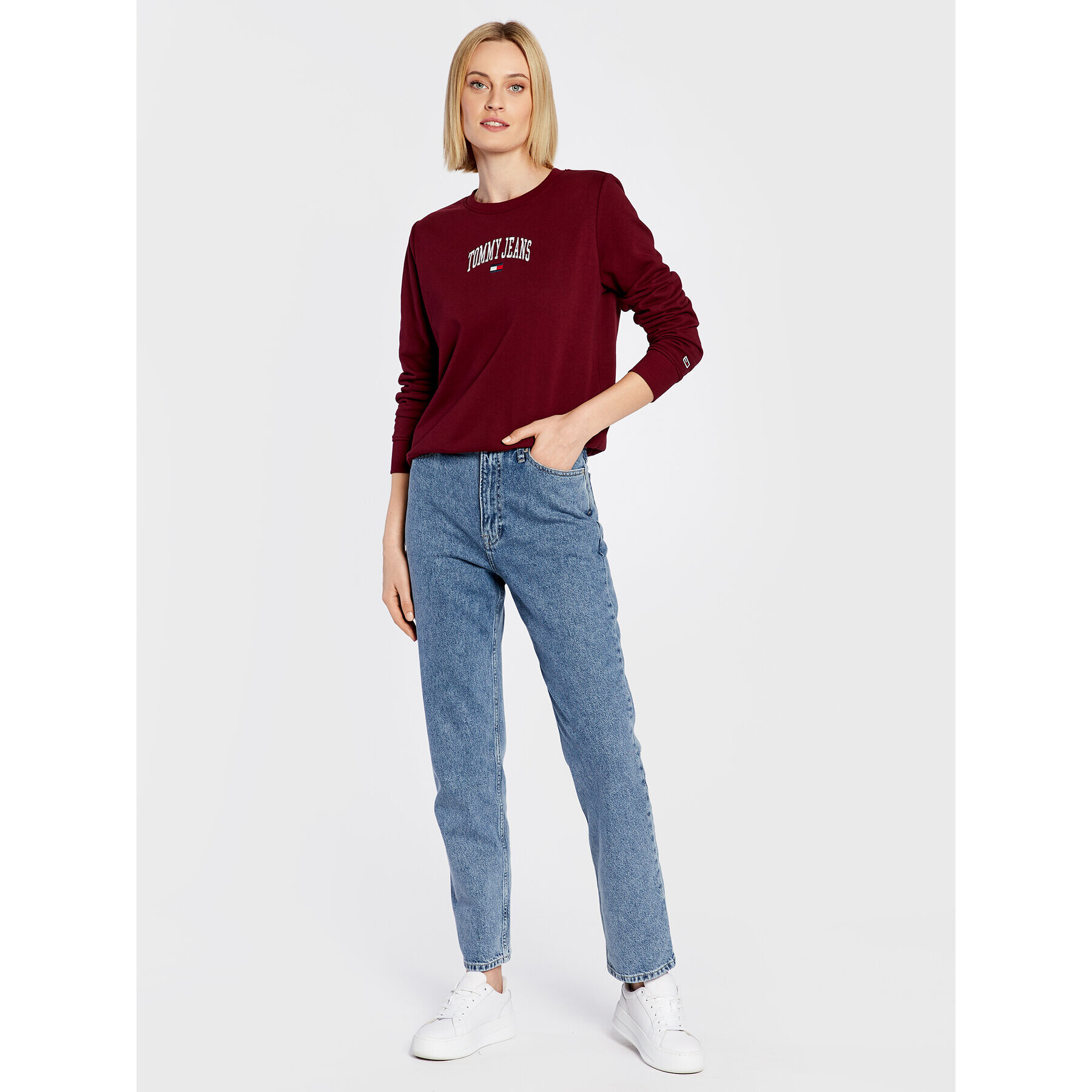 Tommy Jeans Суитшърт Collegiate Logo DW0DW14344 Бордо Regular Fit - Pepit.bg