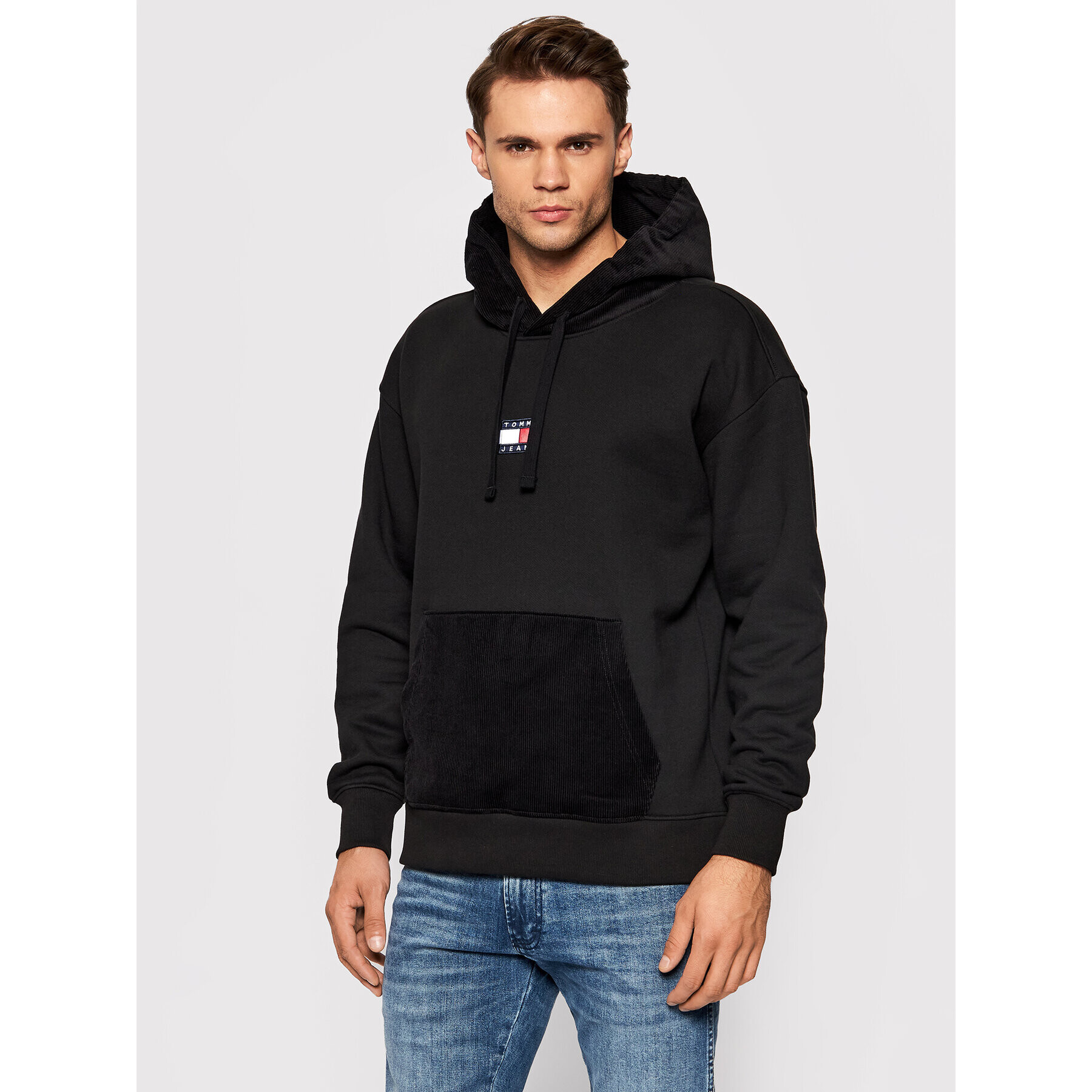 Tommy Jeans Суитшърт Corduroy Sweat Hoodie DM0DM11798 Черен Regular Fit - Pepit.bg