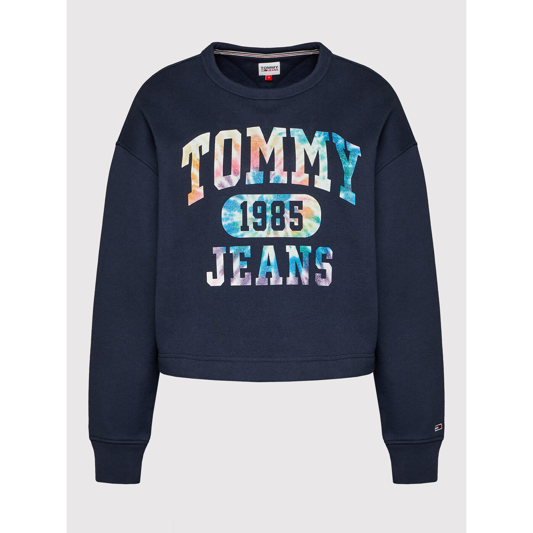 Tommy Jeans Суитшърт Crop Tie Dye 3 DW0DW12048 Тъмносин Cropped Fit - Pepit.bg