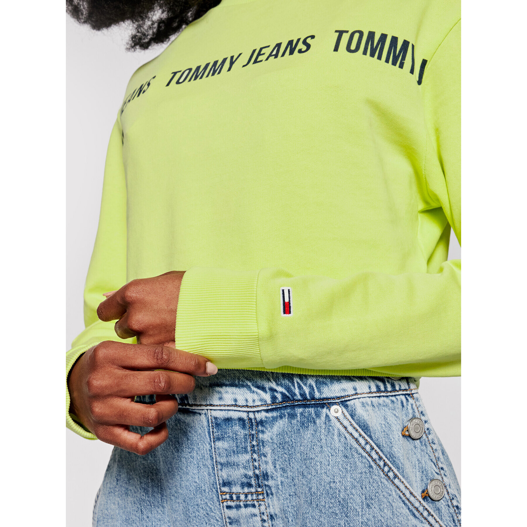 Tommy Jeans Суитшърт Cropped Tape Crew DW0DW09793 Зелен Regular Fit - Pepit.bg