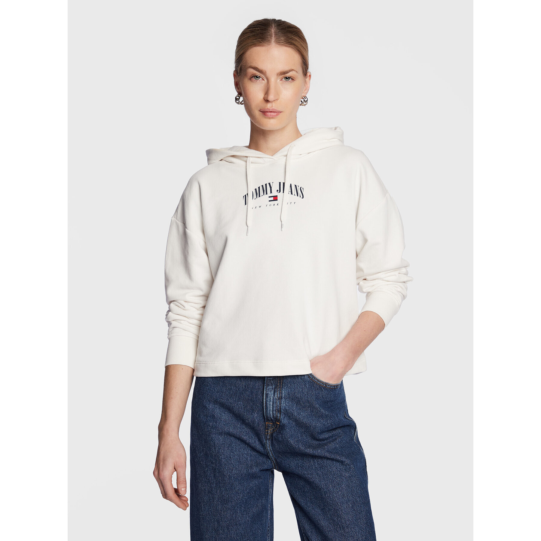 Tommy Jeans Суитшърт DW0DW14852 Бял Regular Fit - Pepit.bg