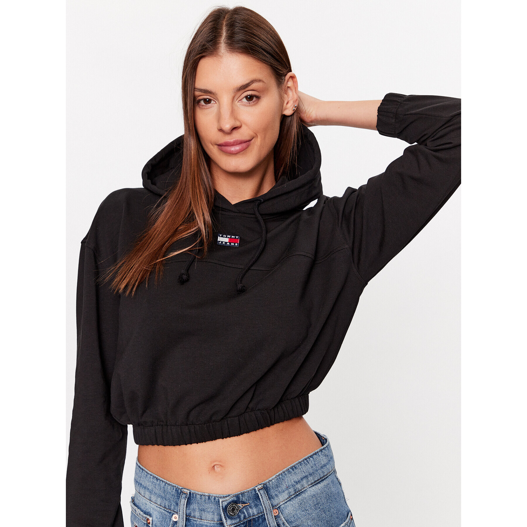 Tommy Jeans Суитшърт Elasticated Badge DW0DW16135 Черен Relaxed Fit - Pepit.bg