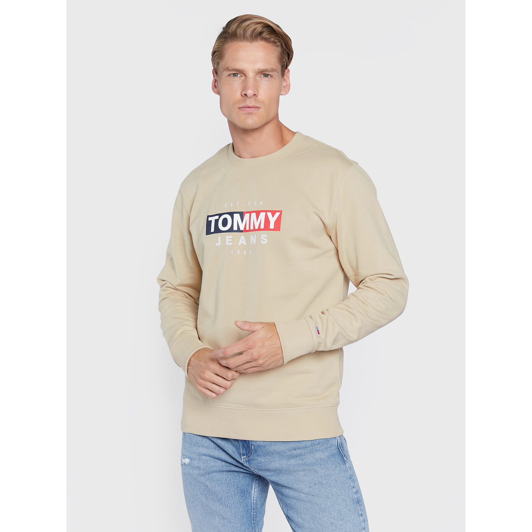 Tommy Jeans Суитшърт Entry Flag DM0DM14341 Бежов Regular Fit - Pepit.bg