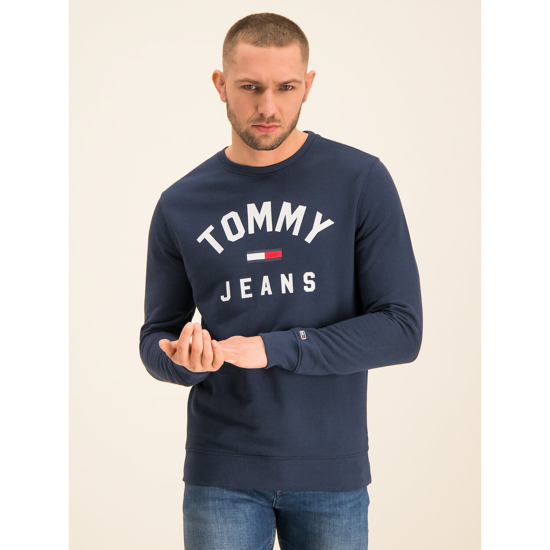 Tommy Jeans Суитшърт Essential Logo DM0DM07024 Тъмносин Regular Fit - Pepit.bg