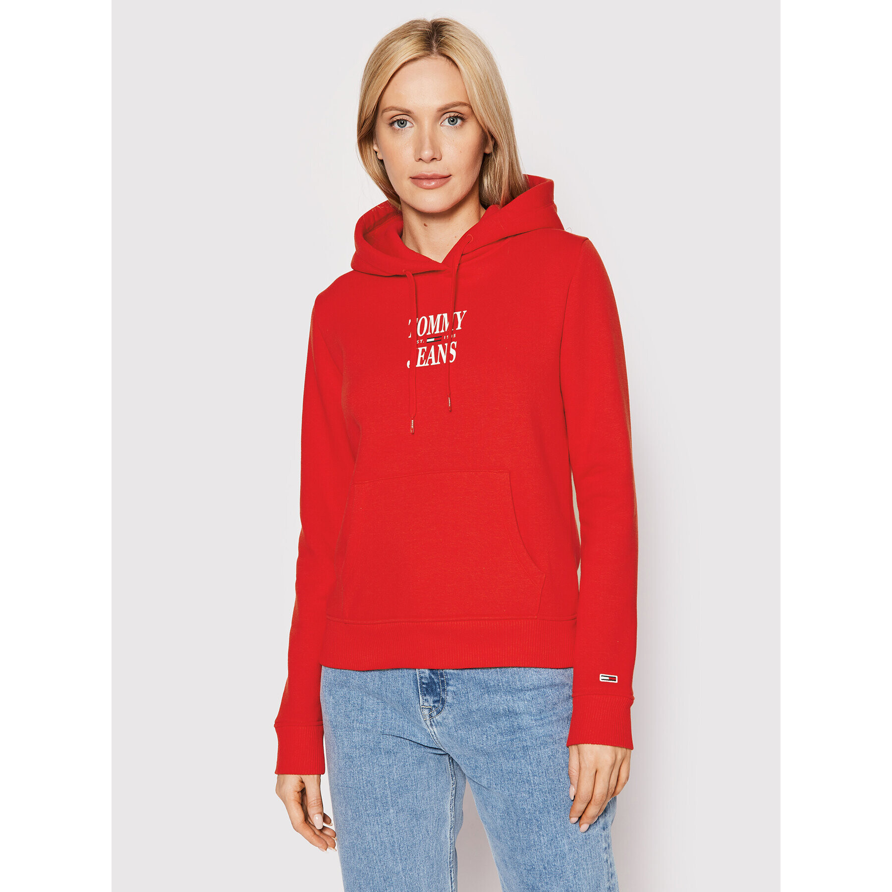 Tommy Jeans Суитшърт Essential Logo DW0DW12650 Червен Regular Fit - Pepit.bg