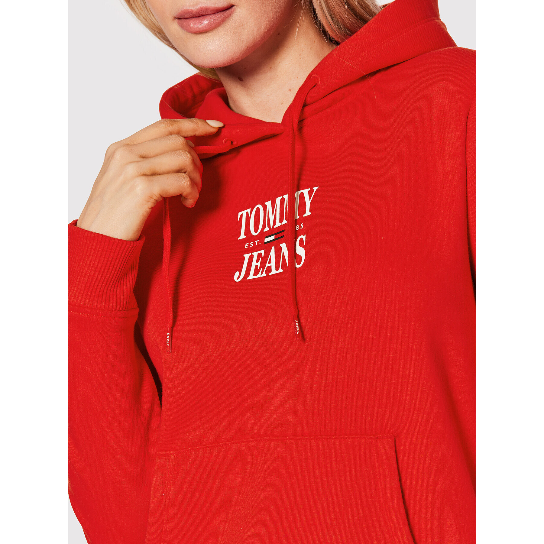 Tommy Jeans Суитшърт Essential Logo DW0DW12650 Червен Regular Fit - Pepit.bg