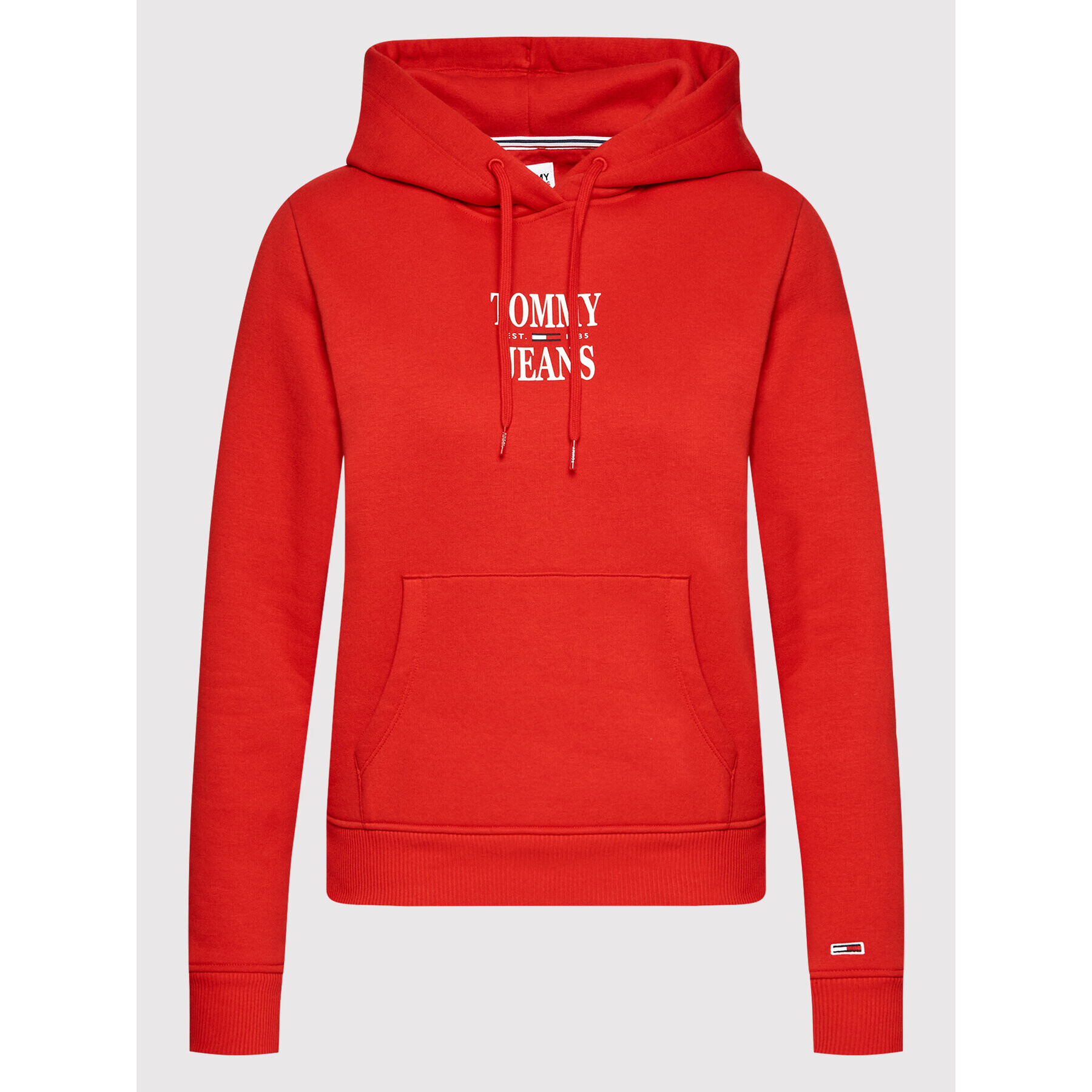 Tommy Jeans Суитшърт Essential Logo DW0DW12650 Червен Regular Fit - Pepit.bg