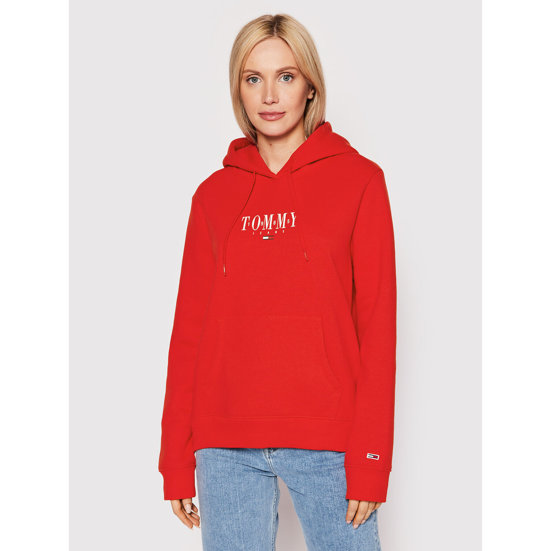 Tommy Jeans Суитшърт Essential Logo DW0DW12723 Червен Regular Fit - Pepit.bg