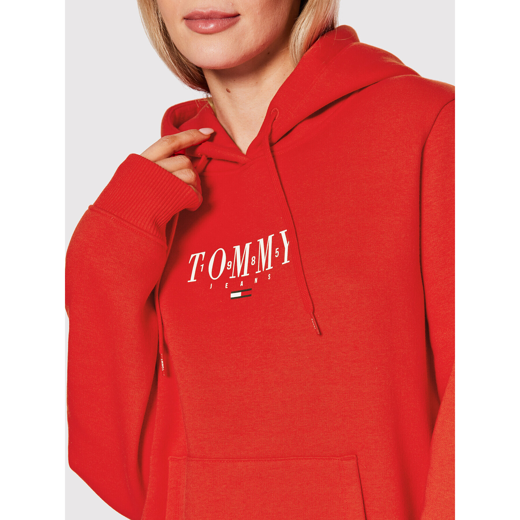 Tommy Jeans Суитшърт Essential Logo DW0DW12723 Червен Regular Fit - Pepit.bg