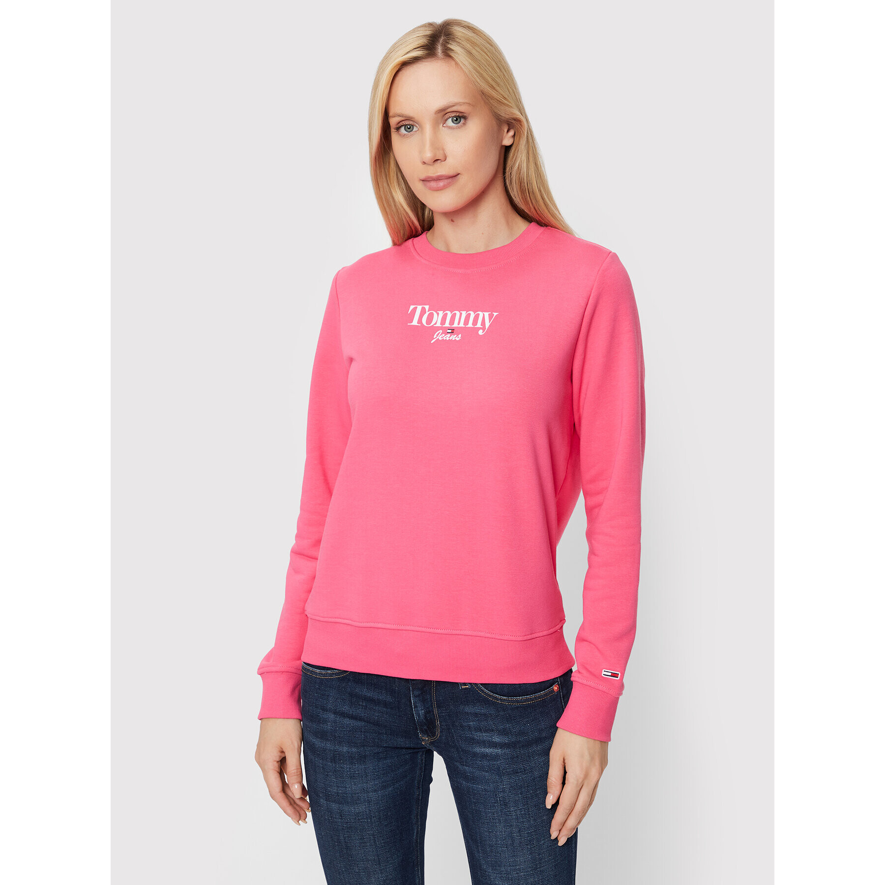 Tommy Jeans Суитшърт Essential Logo DW0DW13574 Розов Regular Fit - Pepit.bg
