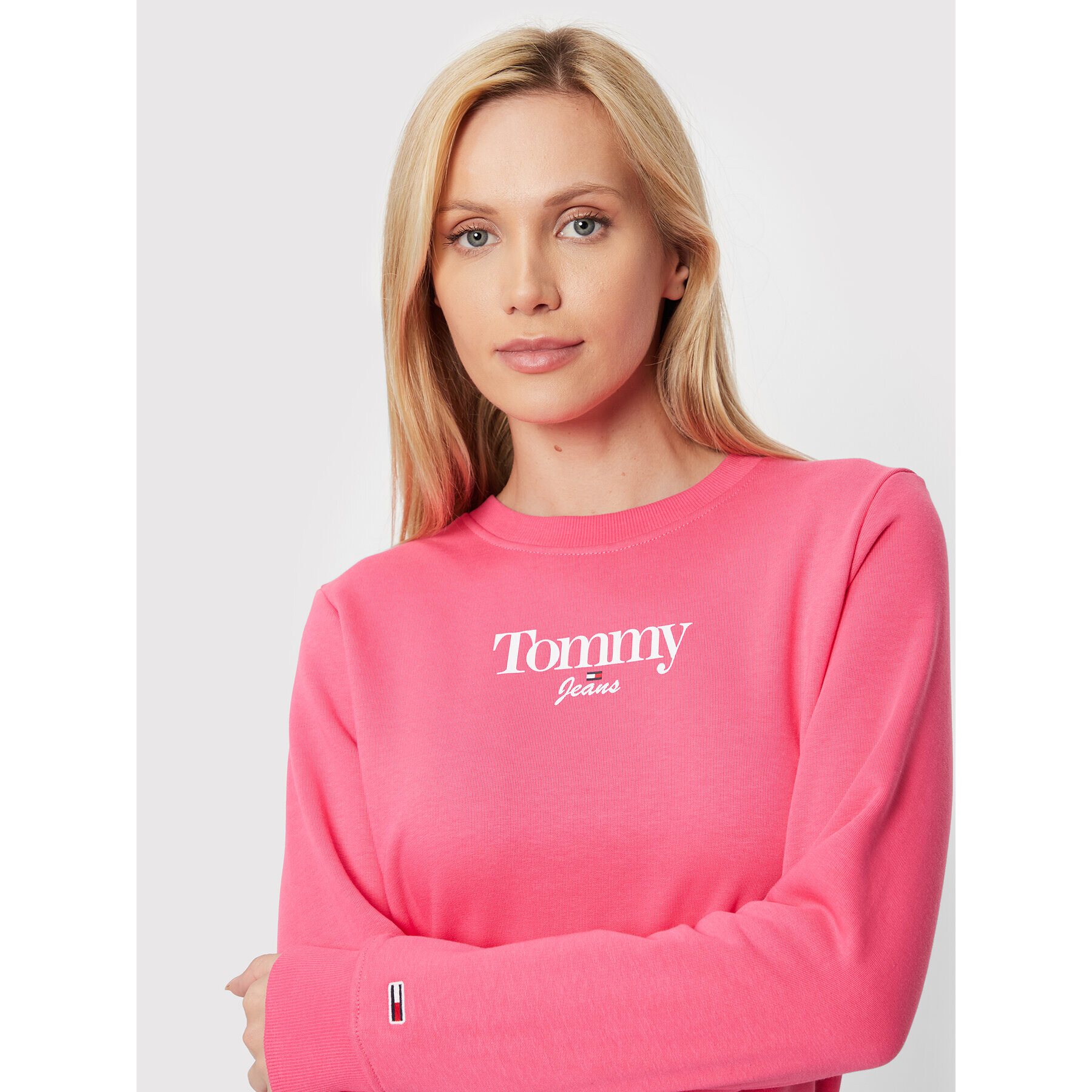 Tommy Jeans Суитшърт Essential Logo DW0DW13574 Розов Regular Fit - Pepit.bg