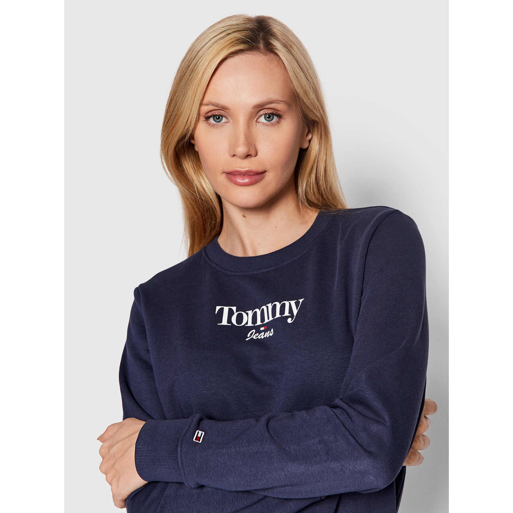 Tommy Jeans Суитшърт Essential Logo DW0DW13574 Тъмносин Regular Fit - Pepit.bg