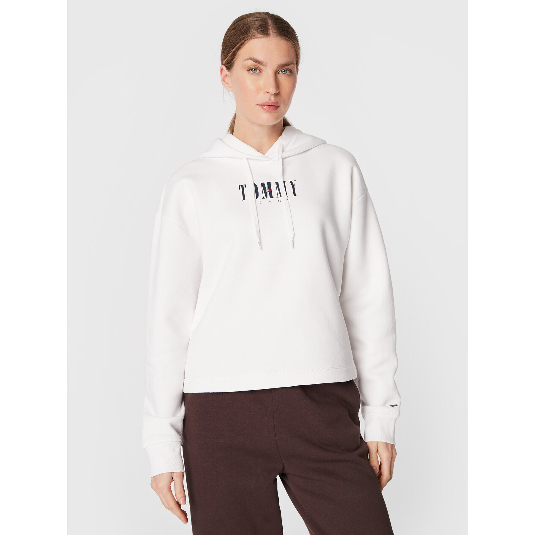 Tommy Jeans Суитшърт Essential Logo DW0DW14327 Бял Relaxed Fit - Pepit.bg