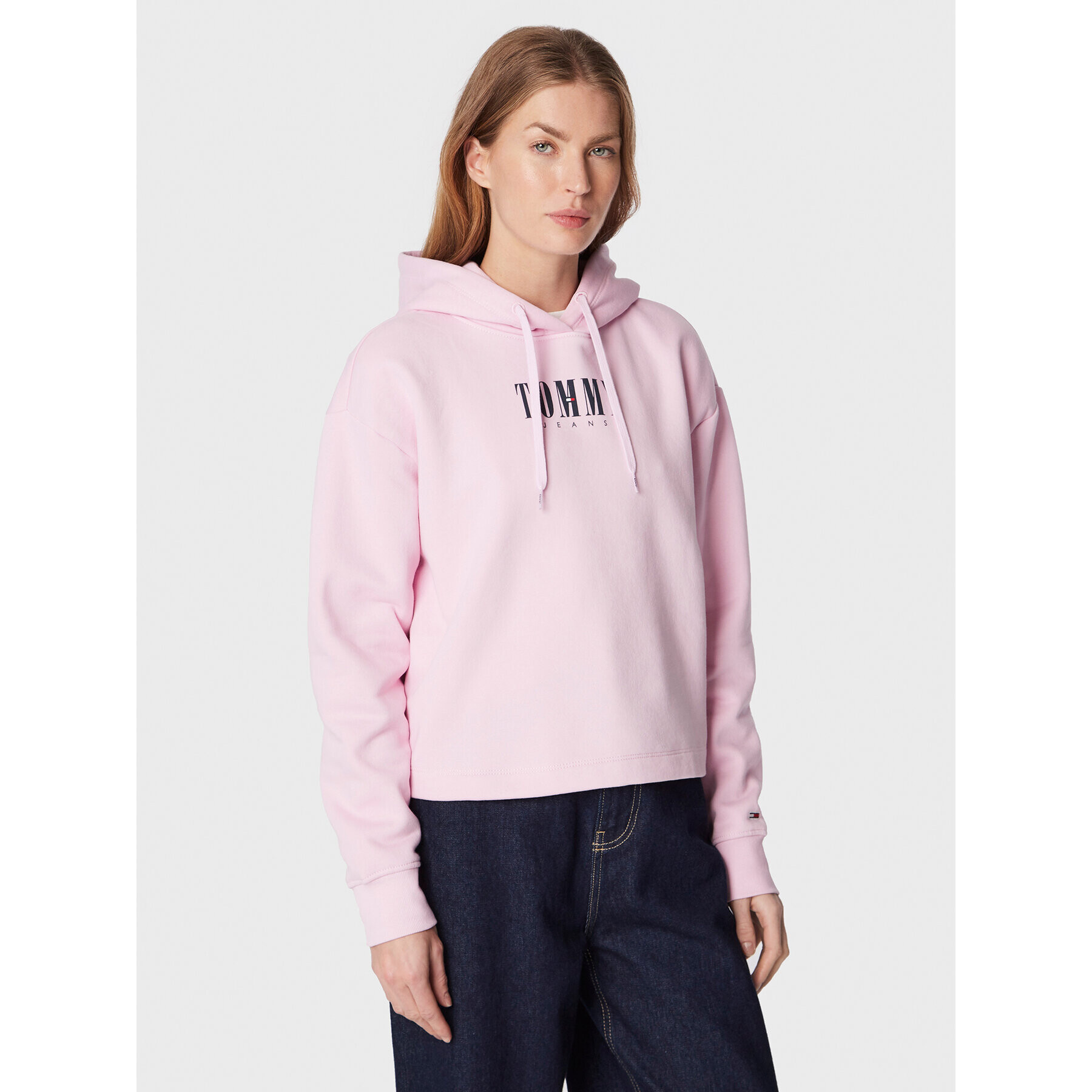 Tommy Jeans Суитшърт Essential Logo DW0DW14327 Розов Relaxed Fit - Pepit.bg