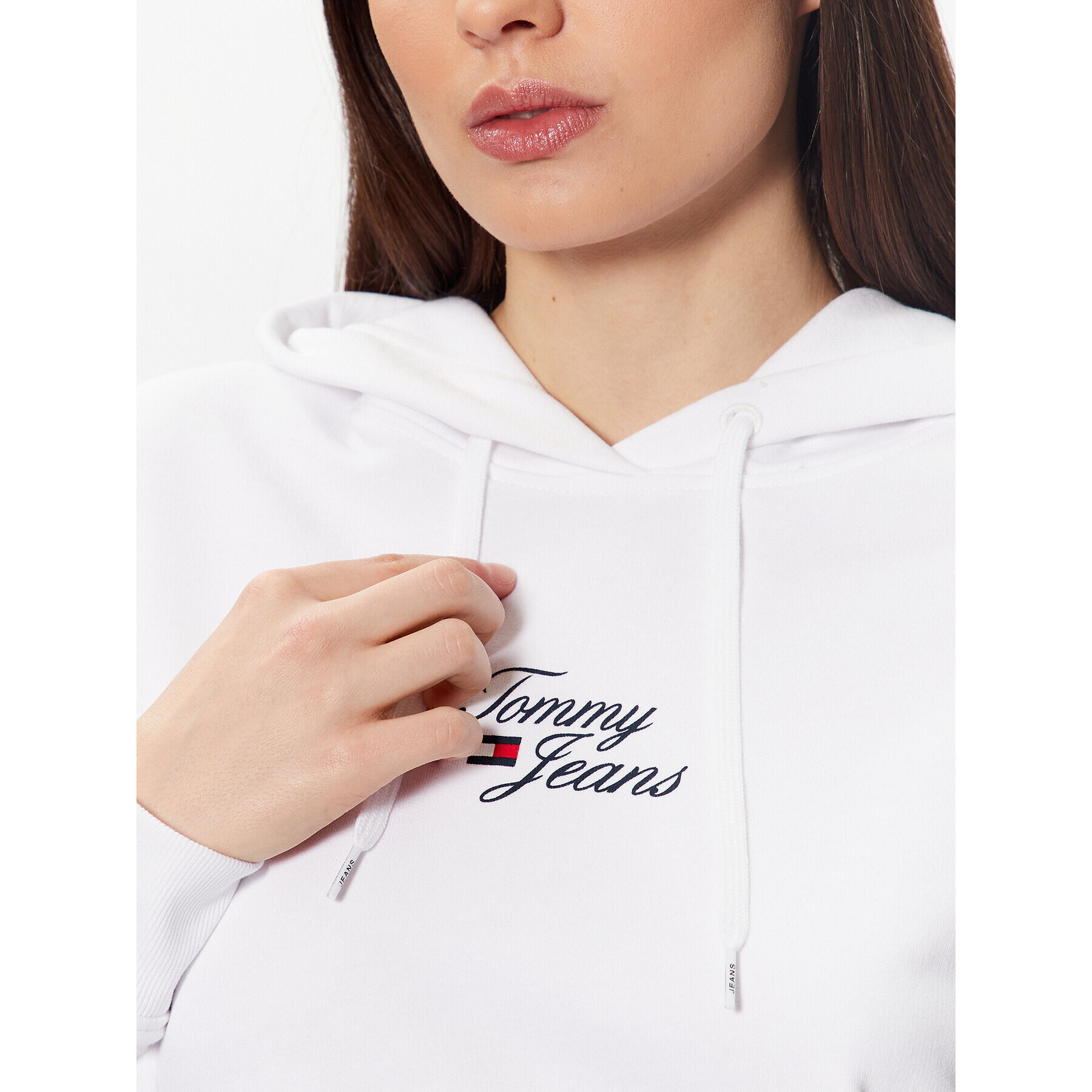 Tommy Jeans Суитшърт Essential Logo DW0DW15410 Бял Boxy Fit - Pepit.bg