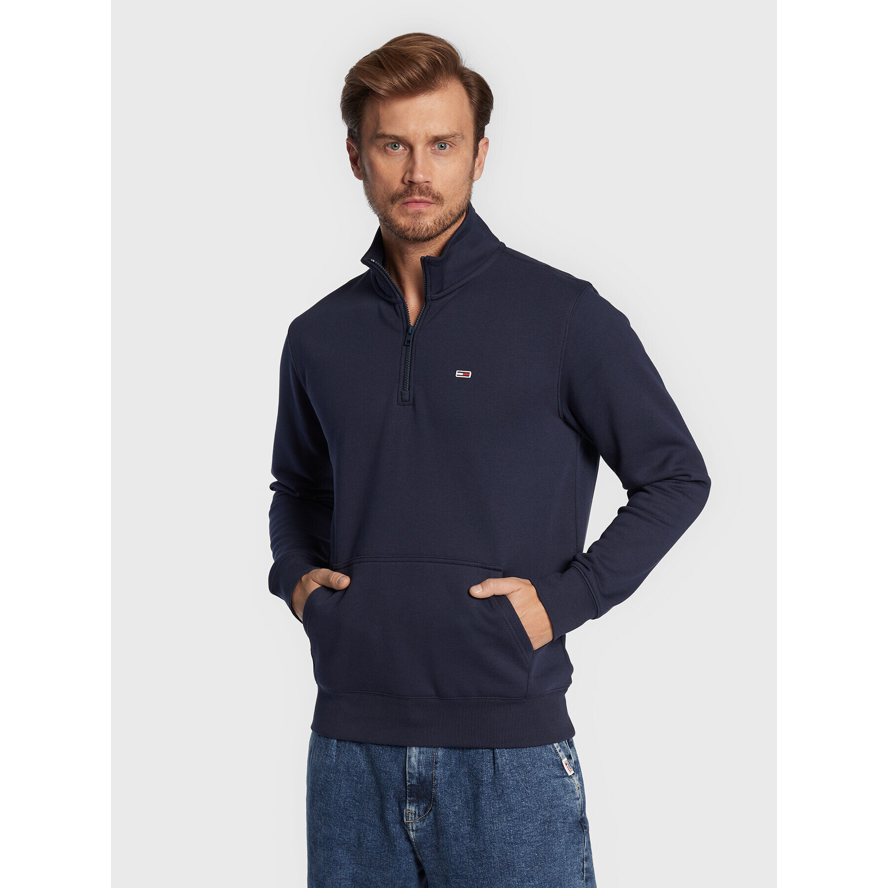 Tommy Jeans Суитшърт Fleece Mock DM0DM15004 Тъмносин Regular Fit - Pepit.bg