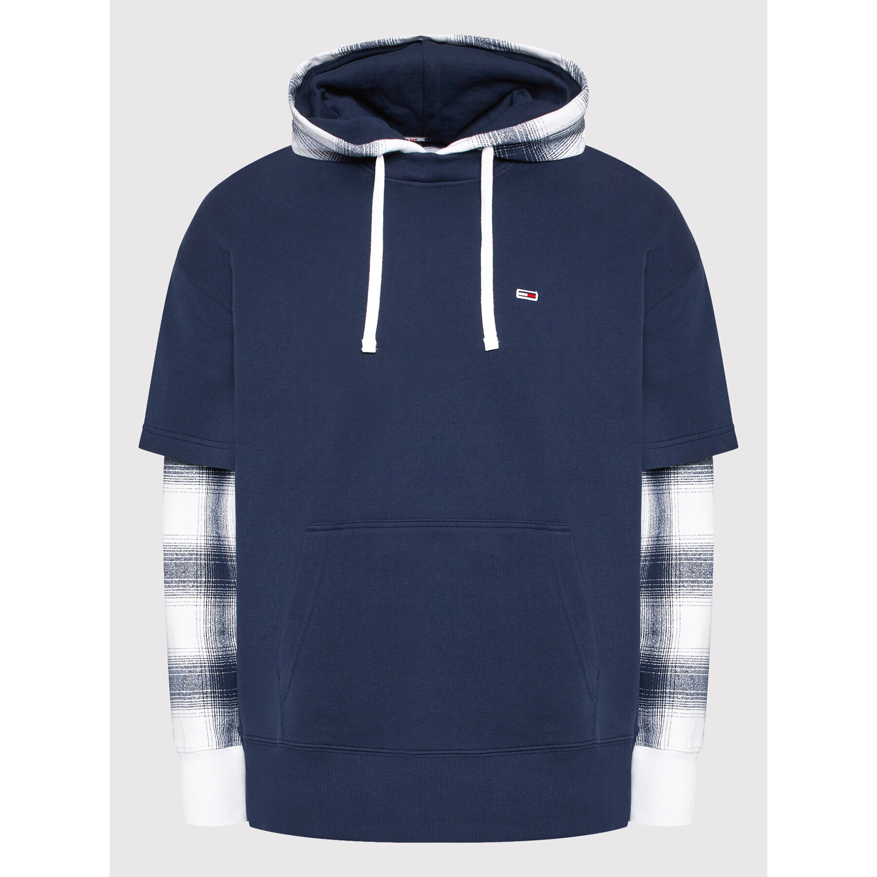 Tommy Jeans Суитшърт Layer Check DM0DM12345 Тъмносин Relaxed Fit - Pepit.bg