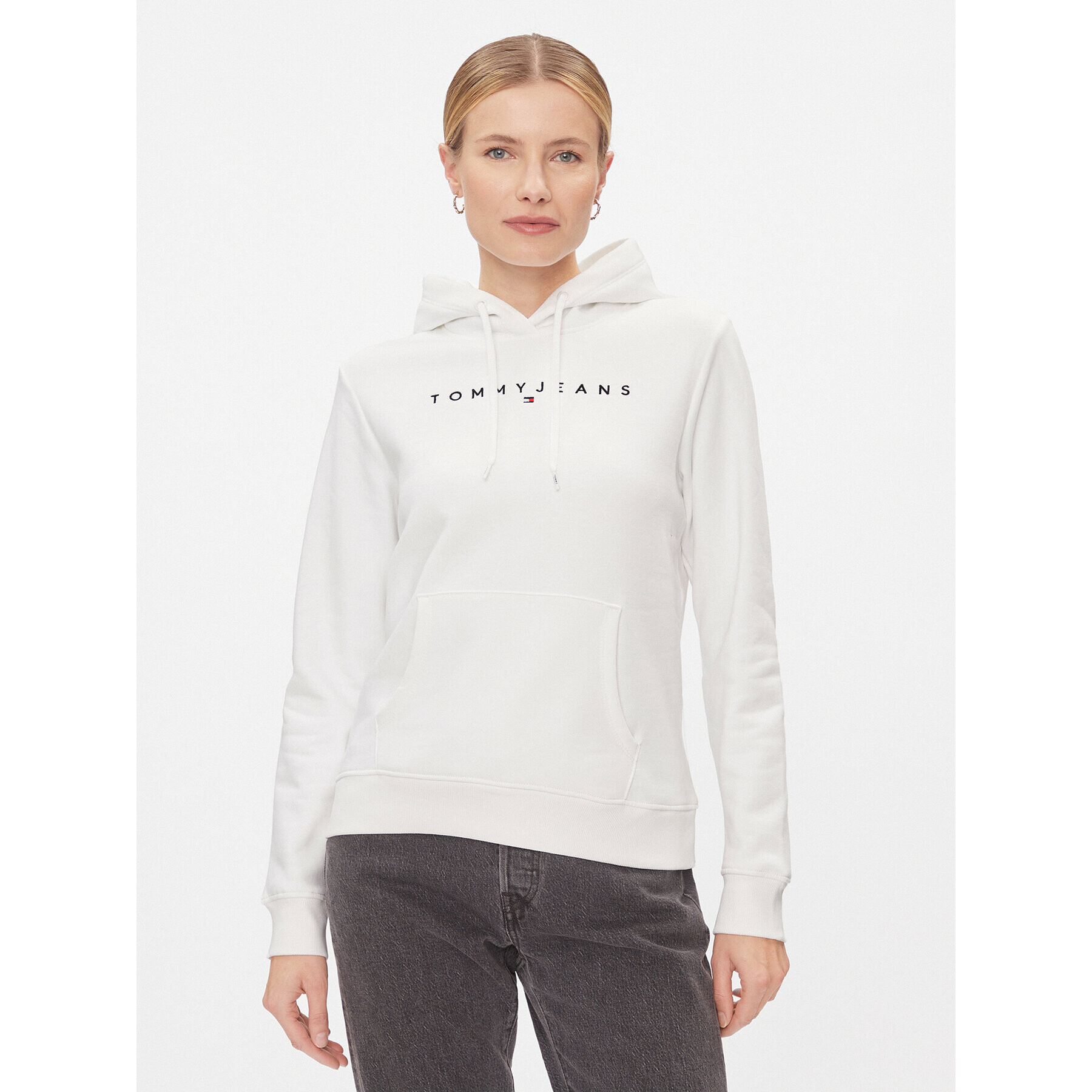 Tommy Jeans Суитшърт Linear DW0DW17324 Бял Regular Fit - Pepit.bg