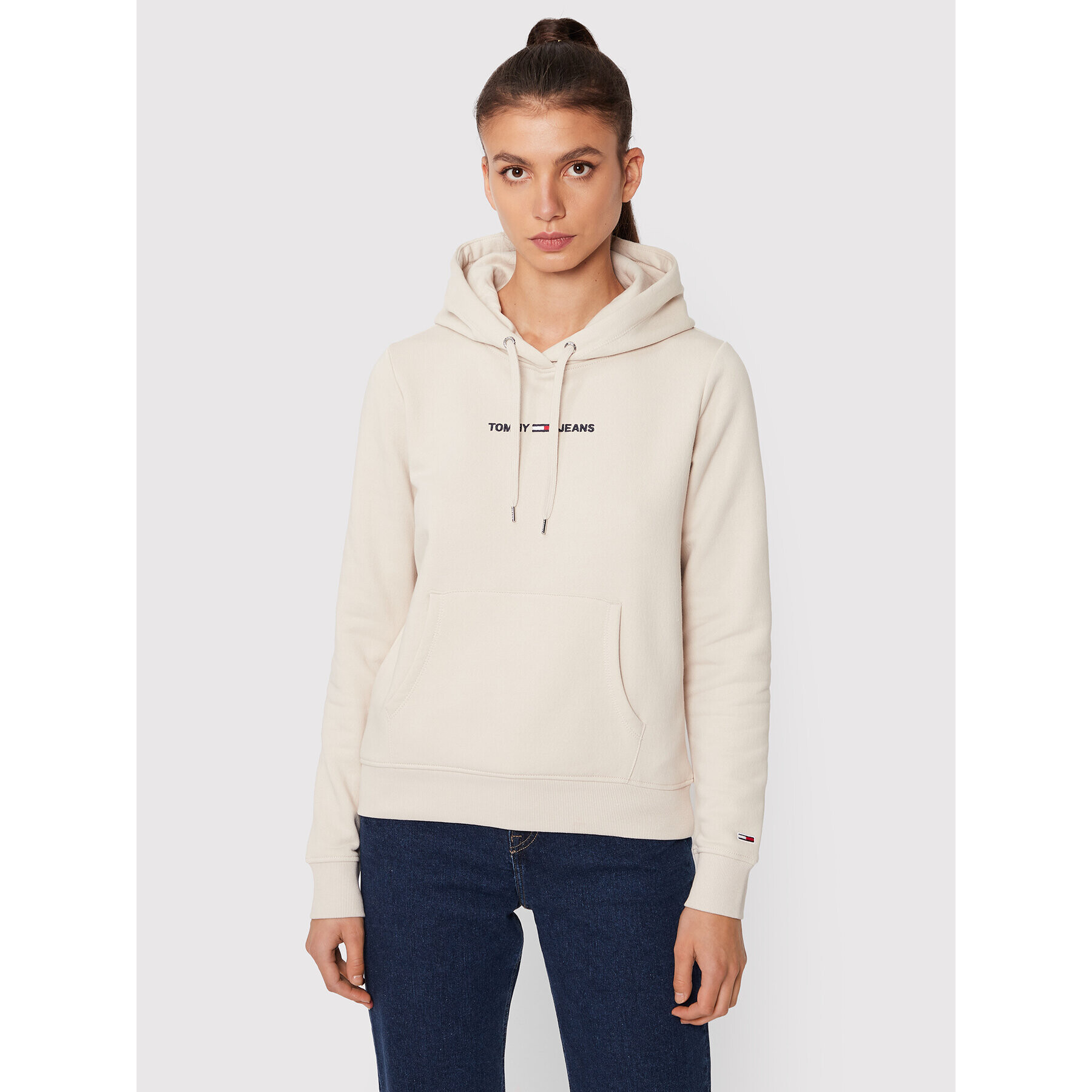 Tommy Jeans Суитшърт Linear Logo DW0DW10132 Бежов Regular Fit - Pepit.bg