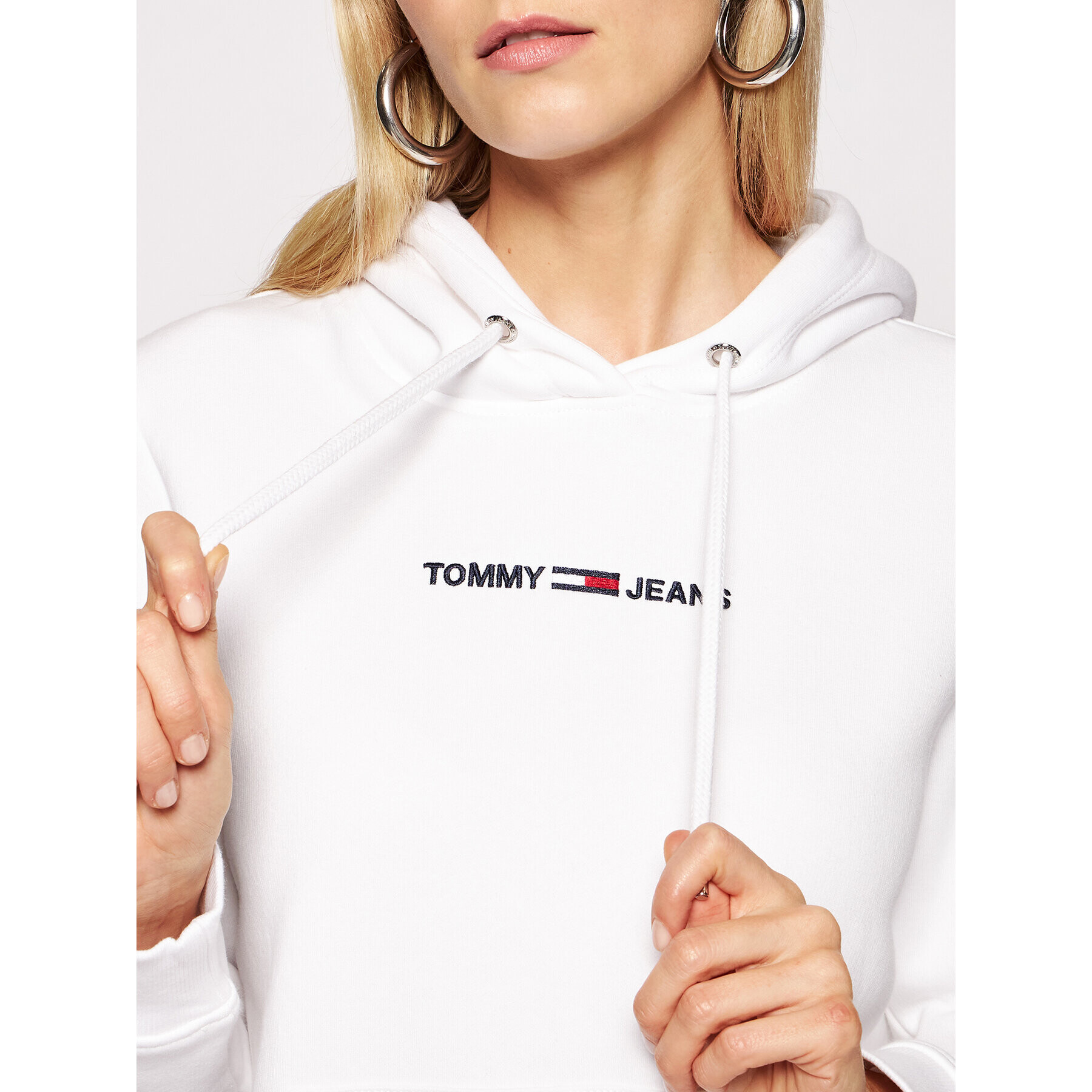 Tommy Jeans Суитшърт Linear Logo DW0DW10132 Бял Regular Fit - Pepit.bg