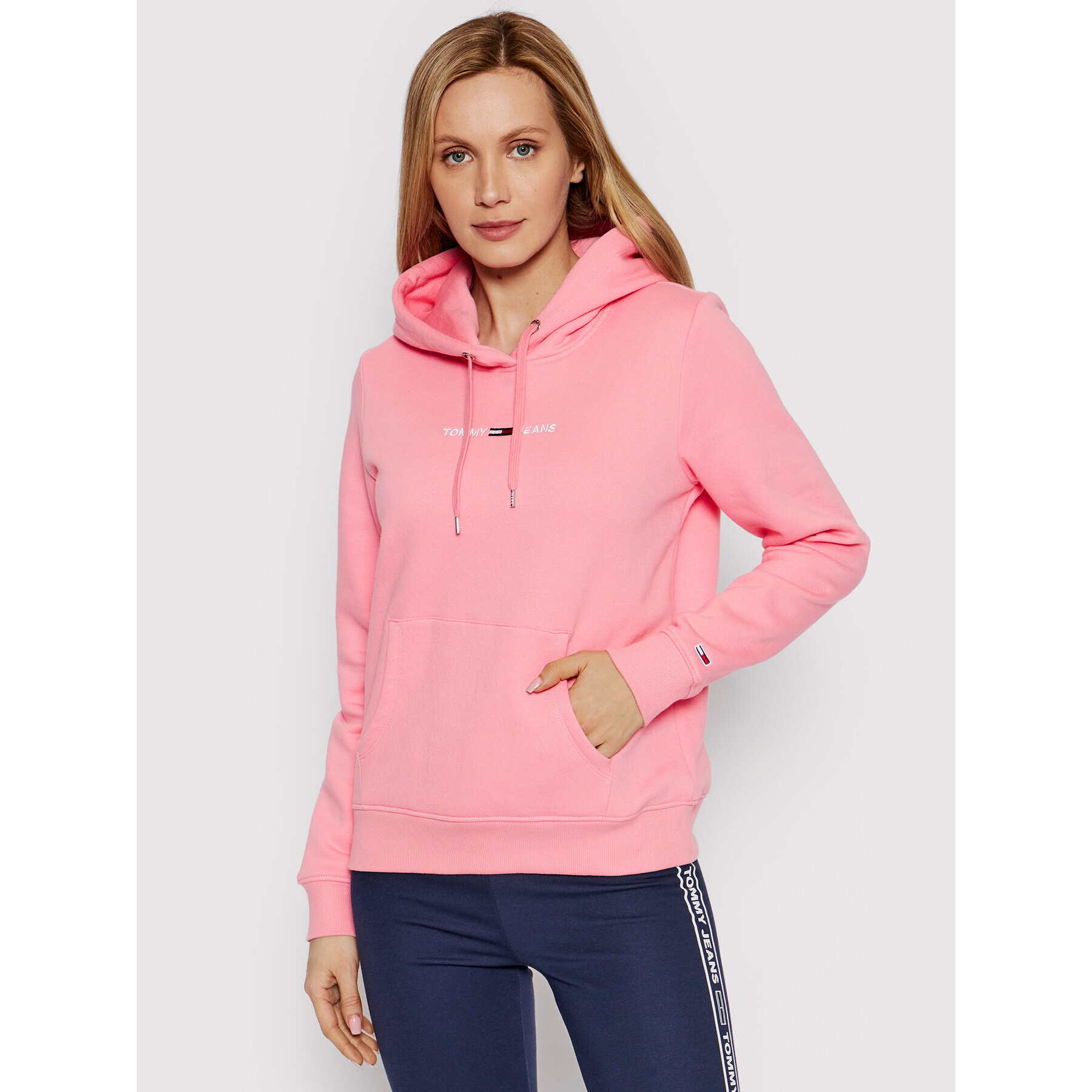 Tommy Jeans Суитшърт Linear Logo DW0DW10132 Розов Regular Fit - Pepit.bg