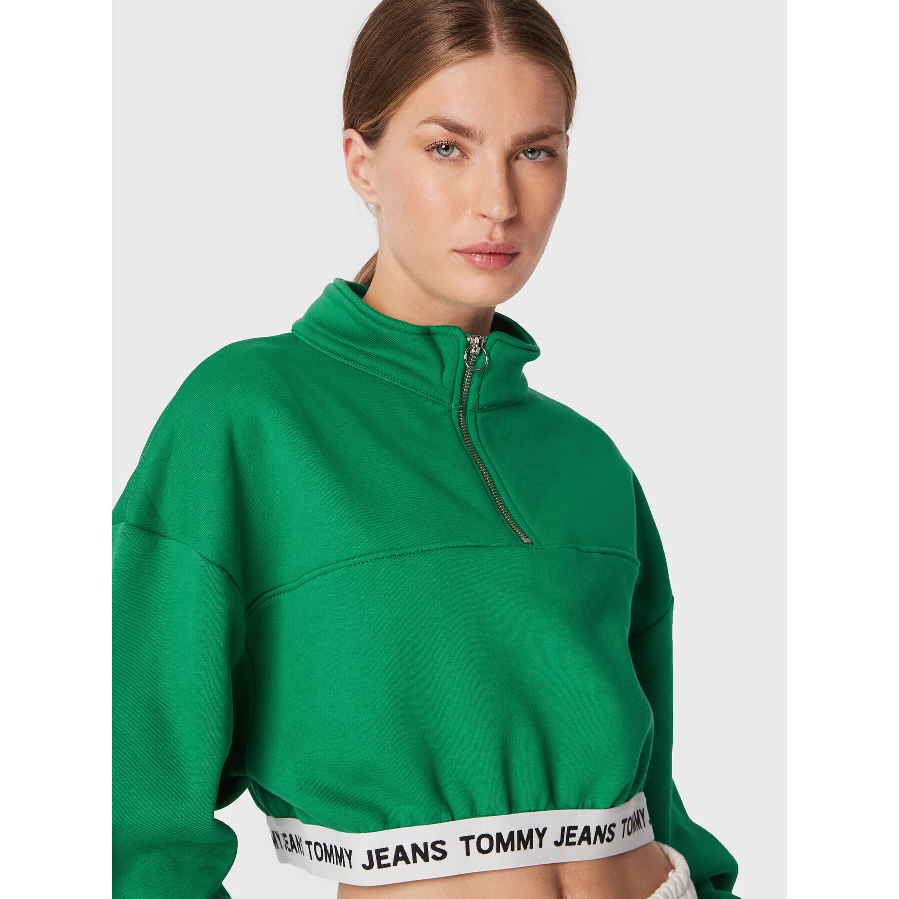 Tommy Jeans Суитшърт Logo Waistband DW0DW14350 Зелен Relaxed Fit - Pepit.bg