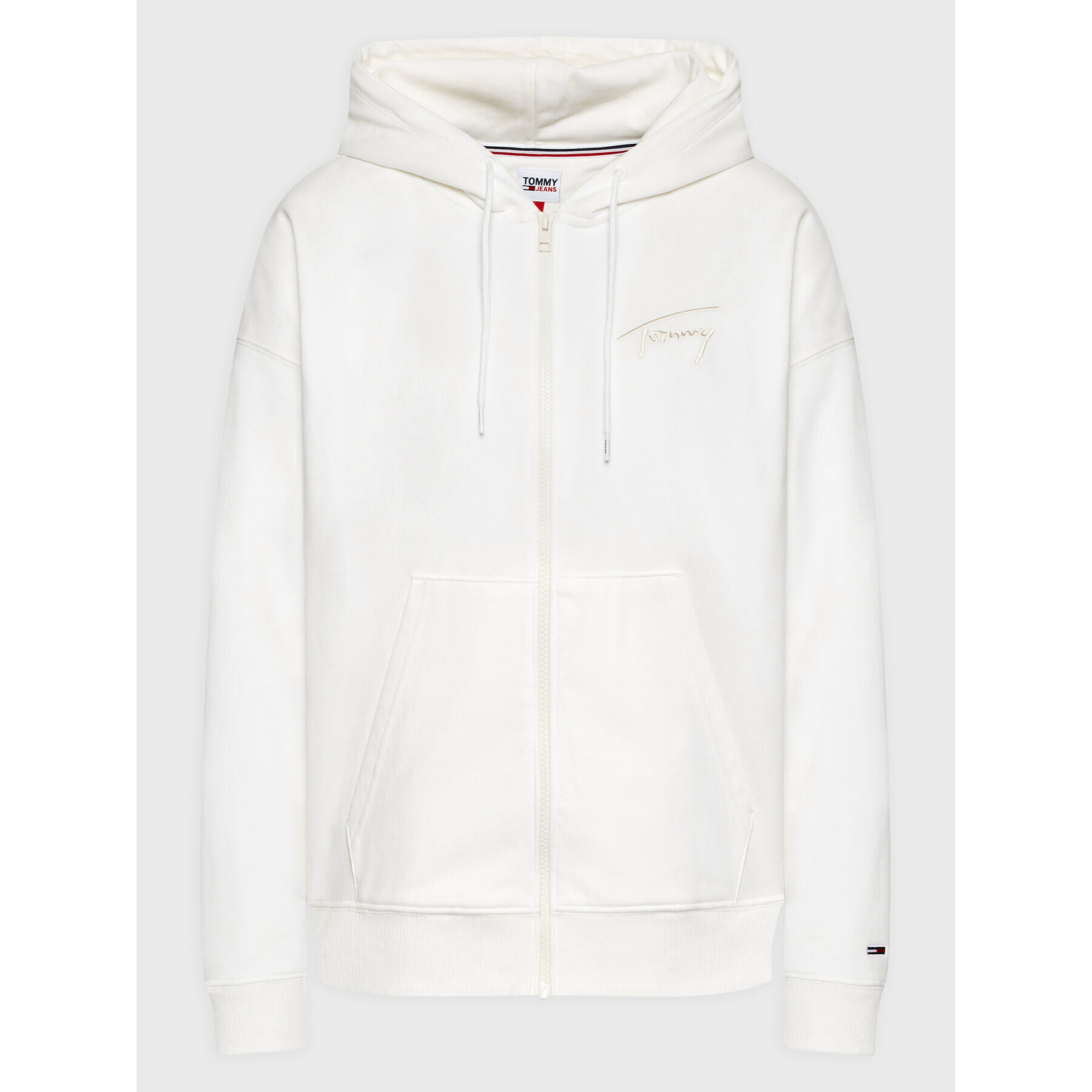 Tommy Jeans Суитшърт Ovrszd Signature Zip DW0DW13575 Бял Oversize - Pepit.bg