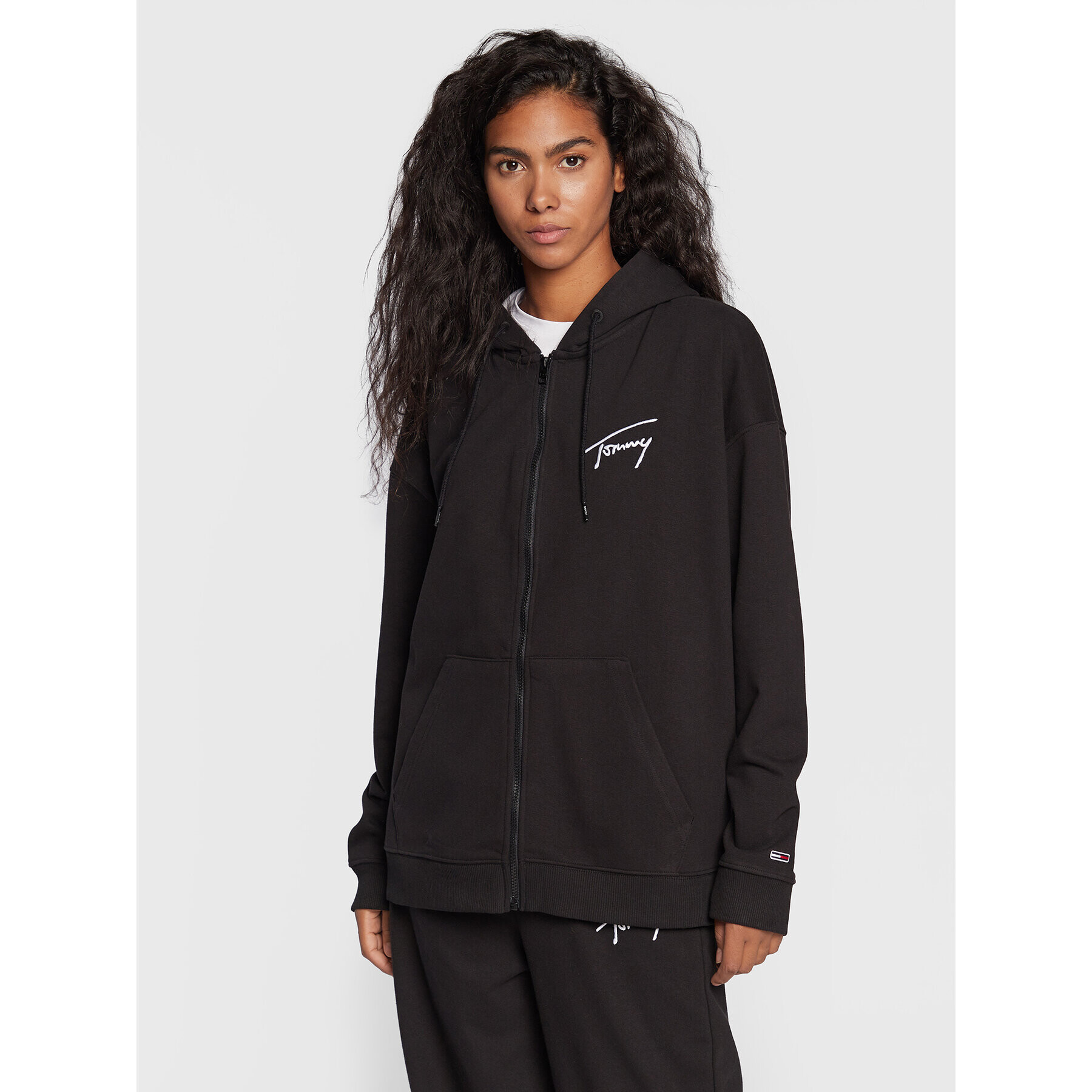 Tommy Jeans Суитшърт Ovrszd Signature Zip DW0DW13575 Черен Oversize - Pepit.bg