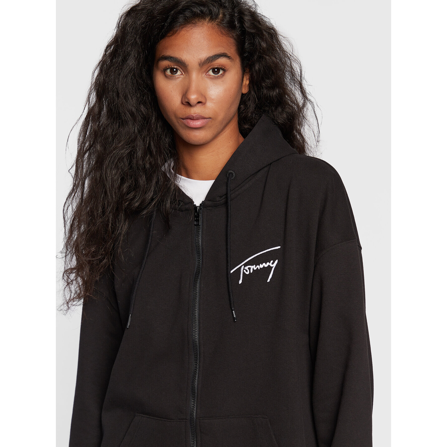 Tommy Jeans Суитшърт Ovrszd Signature Zip DW0DW13575 Черен Oversize - Pepit.bg