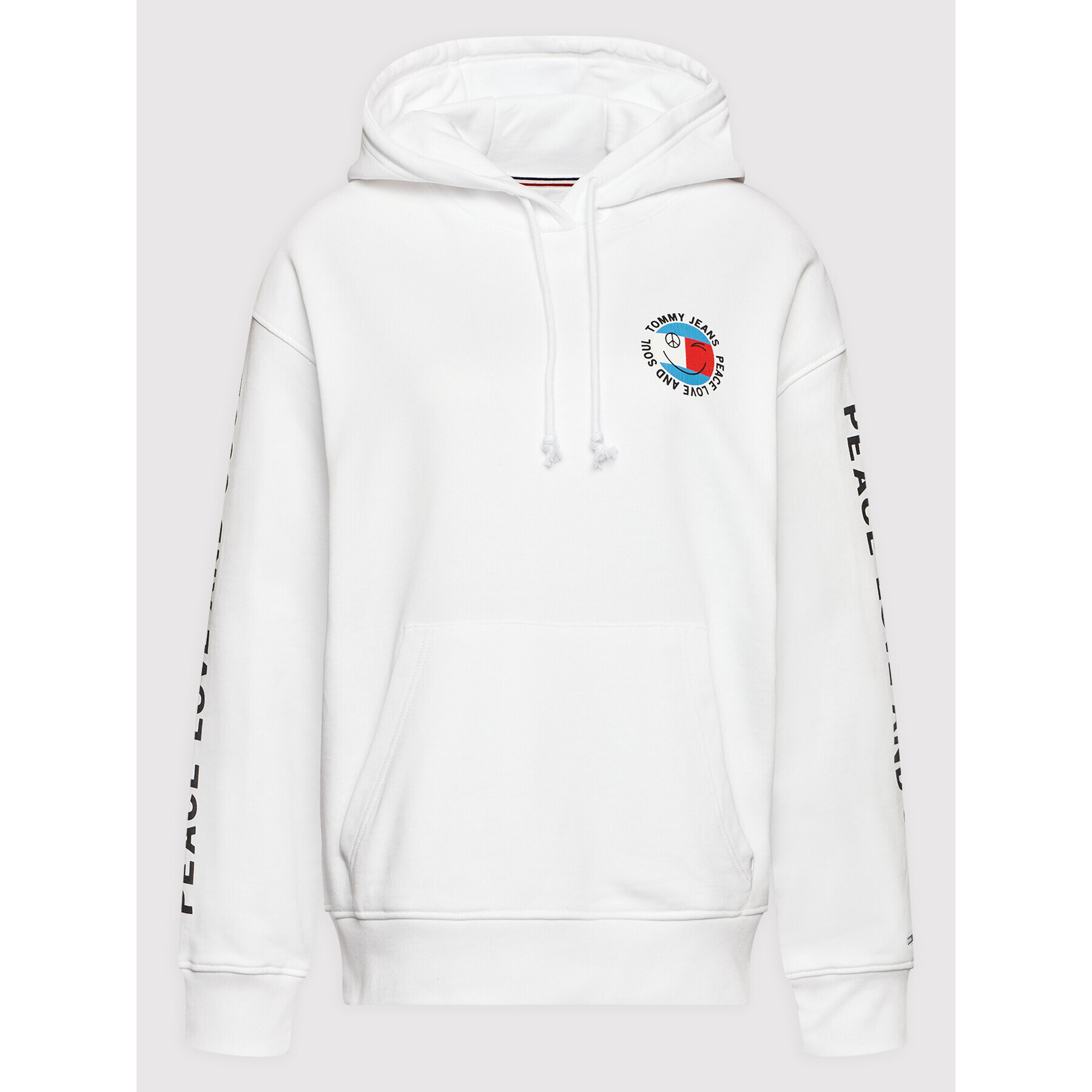 Tommy Jeans Суитшърт Peace Smiley DW0DW11466 Бял Oversize - Pepit.bg