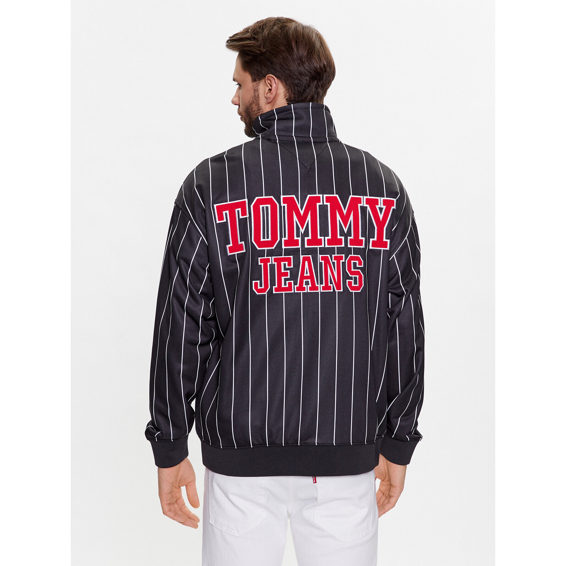 Tommy Jeans Суитшърт Pinstripe DM0DM16360 Черен Relaxed Fit - Pepit.bg