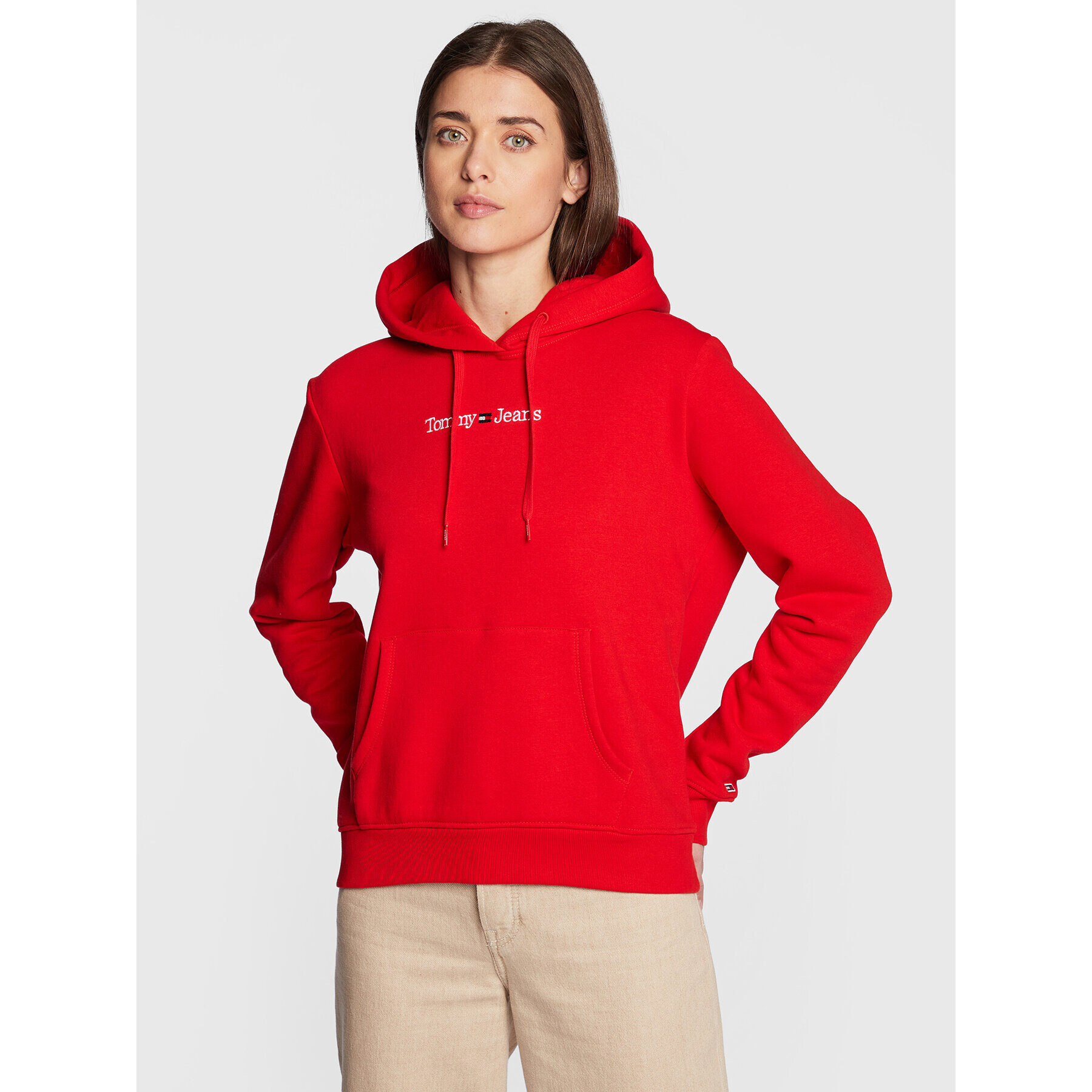 Tommy Jeans Суитшърт Serif Linear DW0DW14362 Червен Regular Fit - Pepit.bg