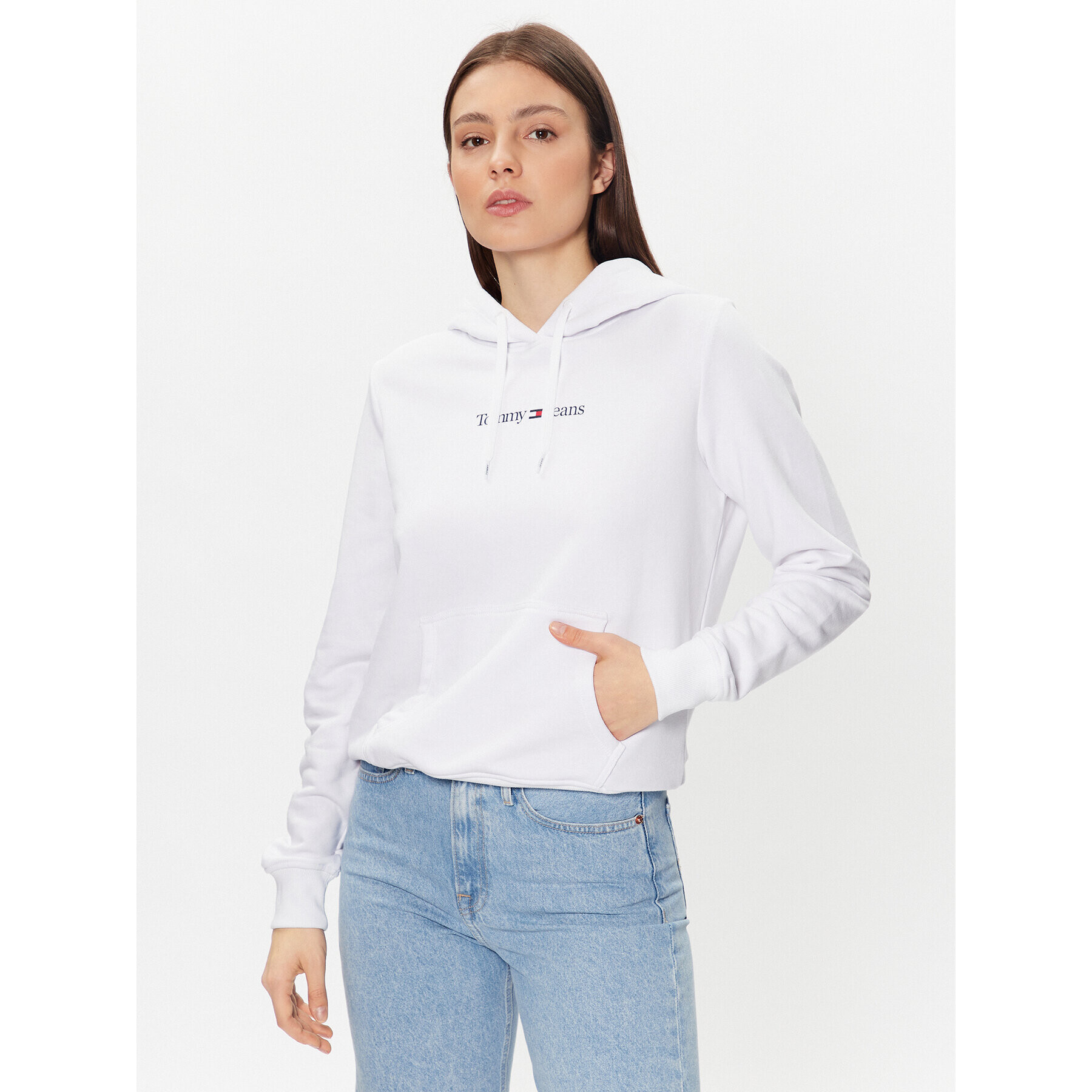 Tommy Jeans Суитшърт Serif Linear DW0DW15649 Бял Regular Fit - Pepit.bg