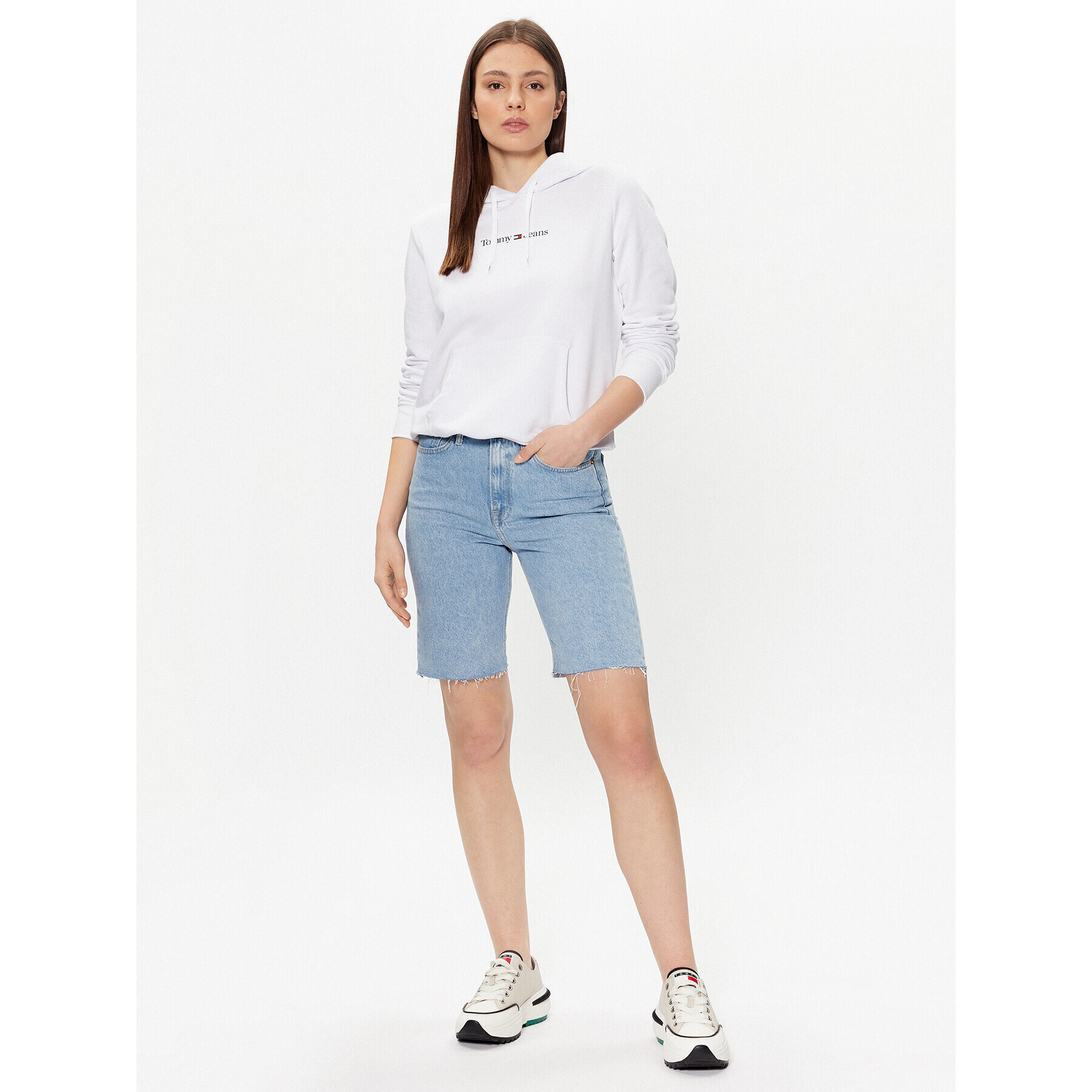 Tommy Jeans Суитшърт Serif Linear DW0DW15649 Бял Regular Fit - Pepit.bg