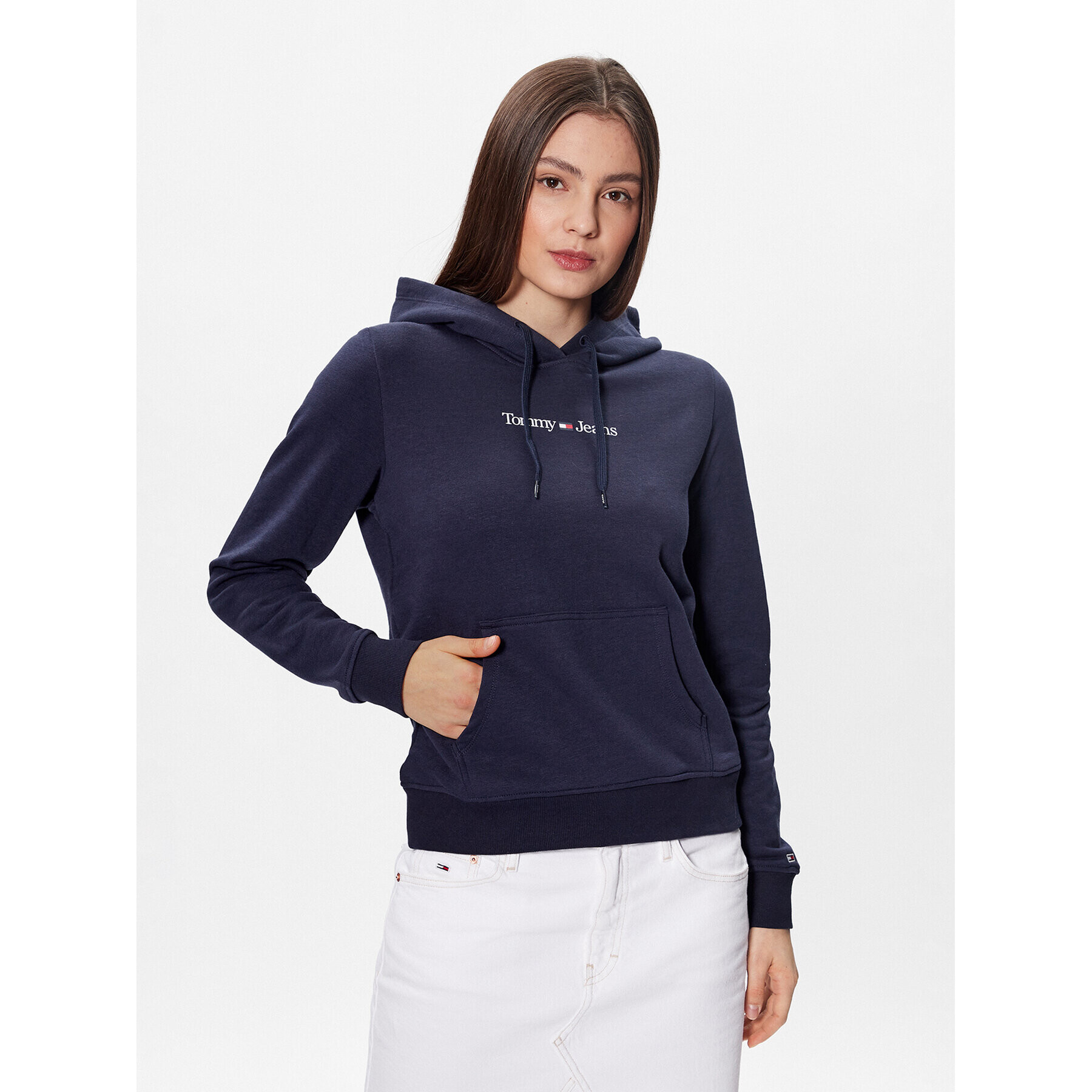 Tommy Jeans Суитшърт Serif Linear DW0DW15649 Тъмносин Regular Fit - Pepit.bg