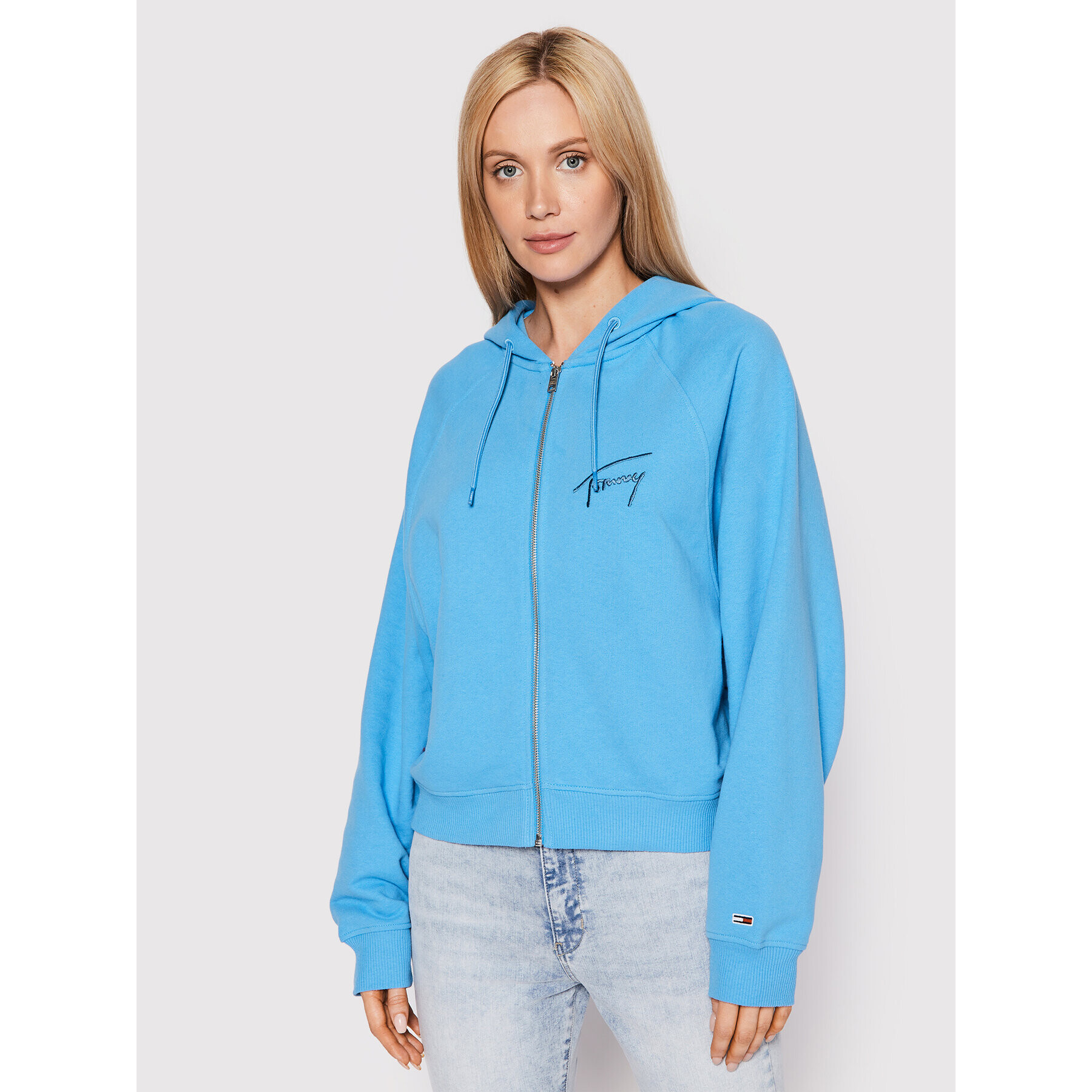 Tommy Jeans Суитшърт Signature Zip DW0DW12648 Син Regular Fit - Pepit.bg