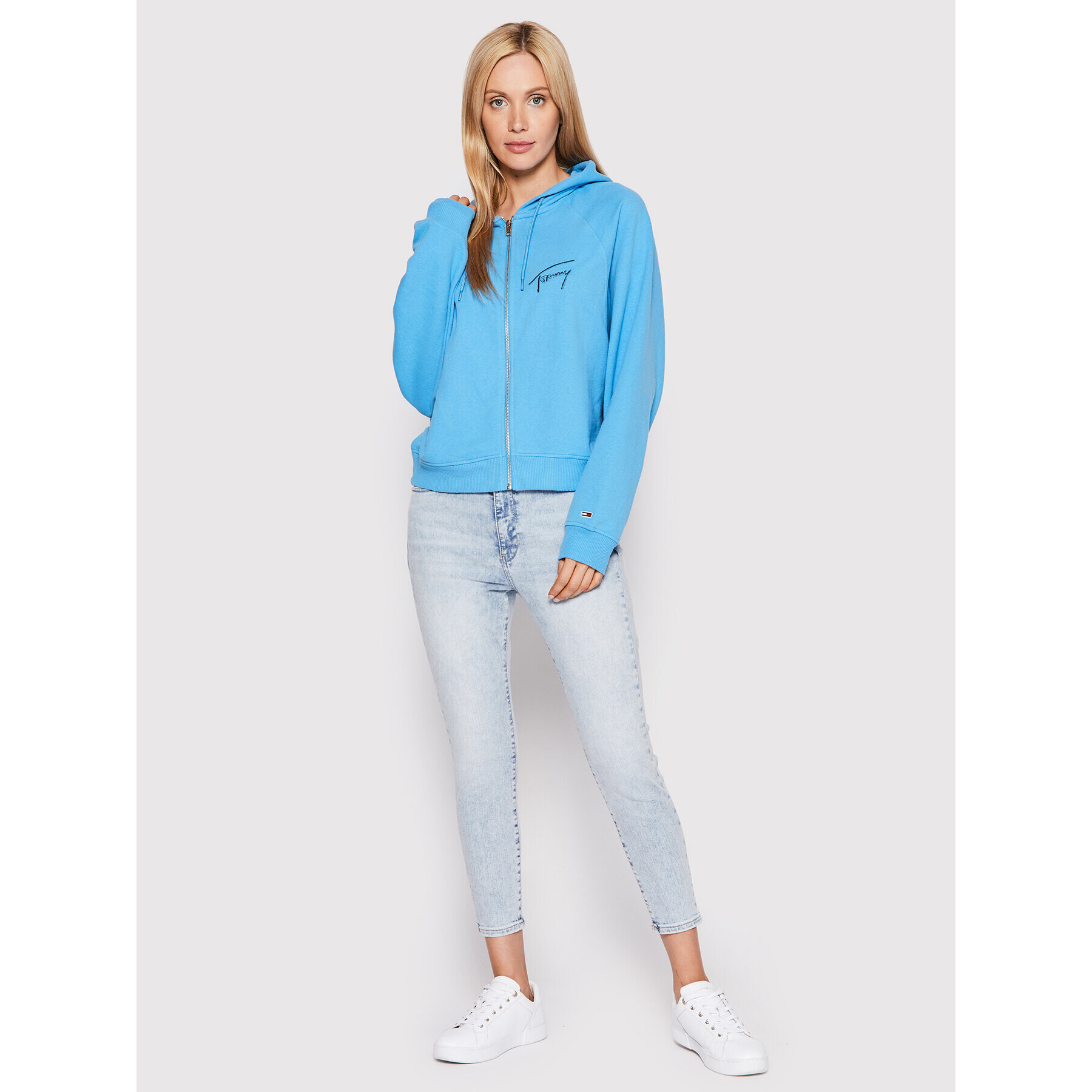 Tommy Jeans Суитшърт Signature Zip DW0DW12648 Син Regular Fit - Pepit.bg