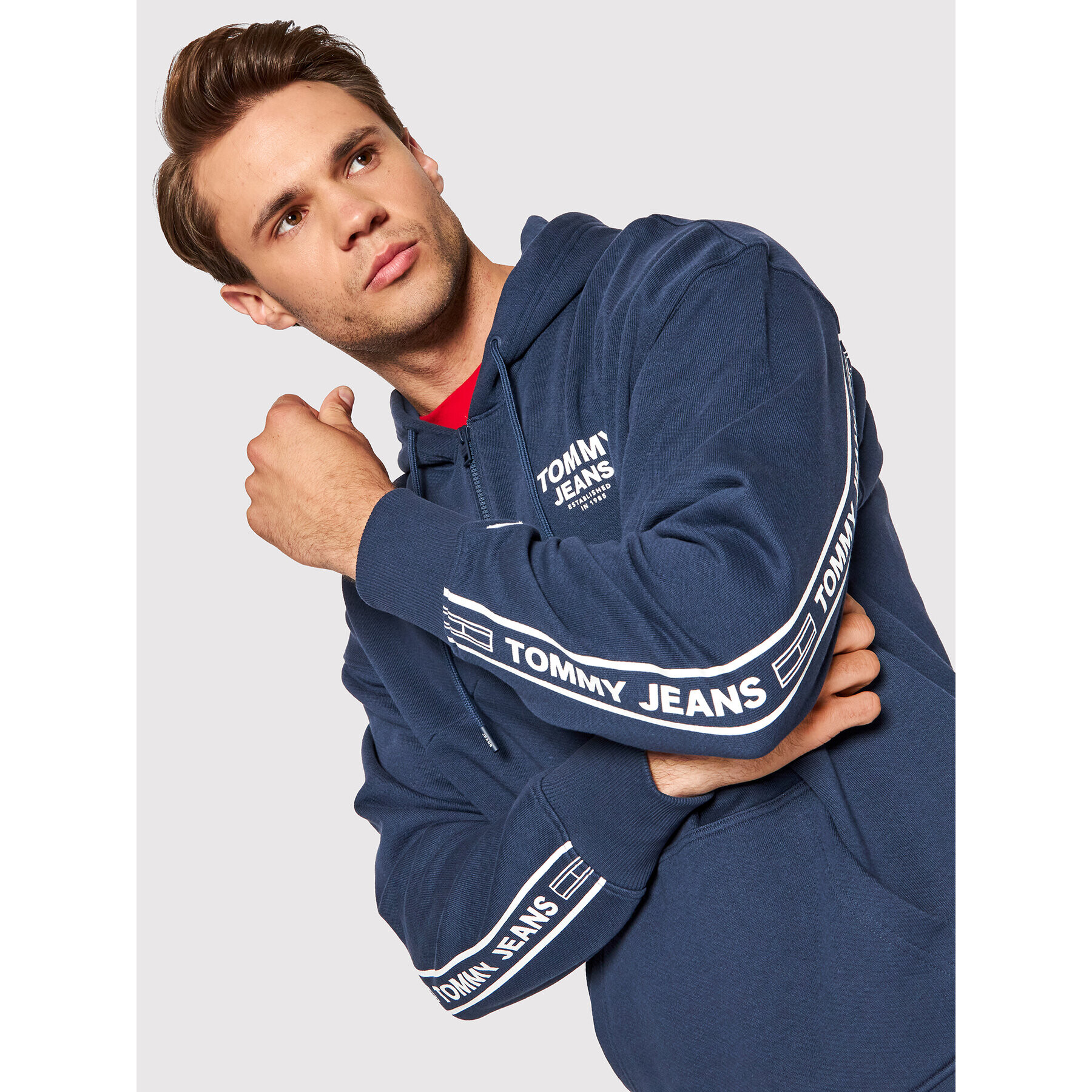 Tommy Jeans Суитшърт Tape DM0DM12934 Тъмносин Regular Fit - Pepit.bg