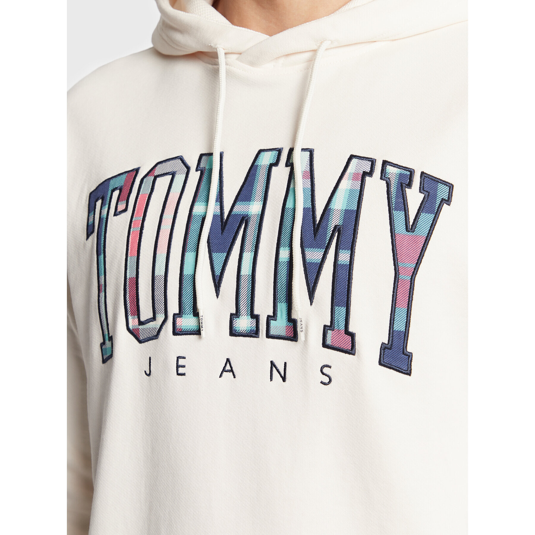 Tommy Jeans Суитшърт Tartan DM0DM15696 Екрю Regular Fit - Pepit.bg