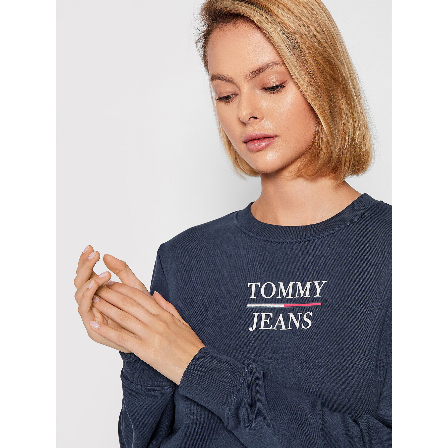 Tommy Jeans Суитшърт Terry lLogo DW0DW09663 Тъмносин Regular Fit - Pepit.bg