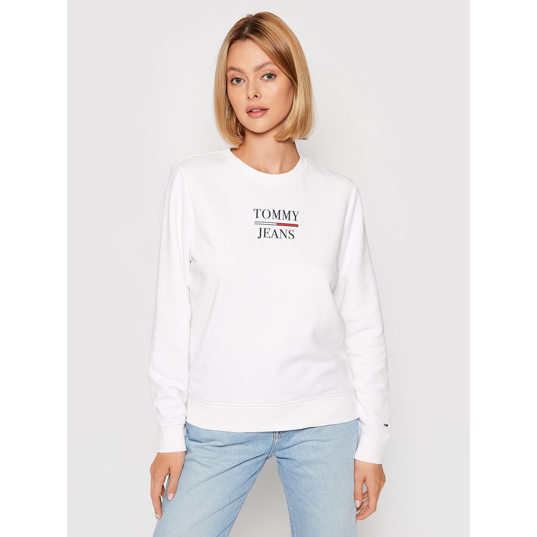 Tommy Jeans Суитшърт Terry Logo DW0DW09663 Бял Regular Fit - Pepit.bg