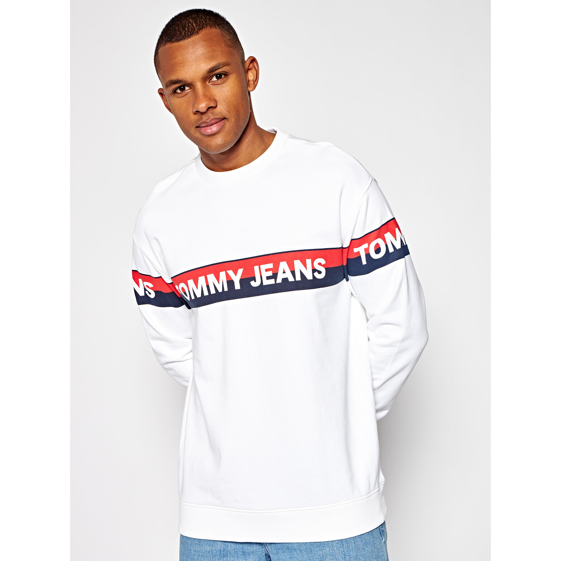 Tommy Jeans Суитшърт Tjm Band Logo Crew DM0DM07894 Бял Regular Fit - Pepit.bg