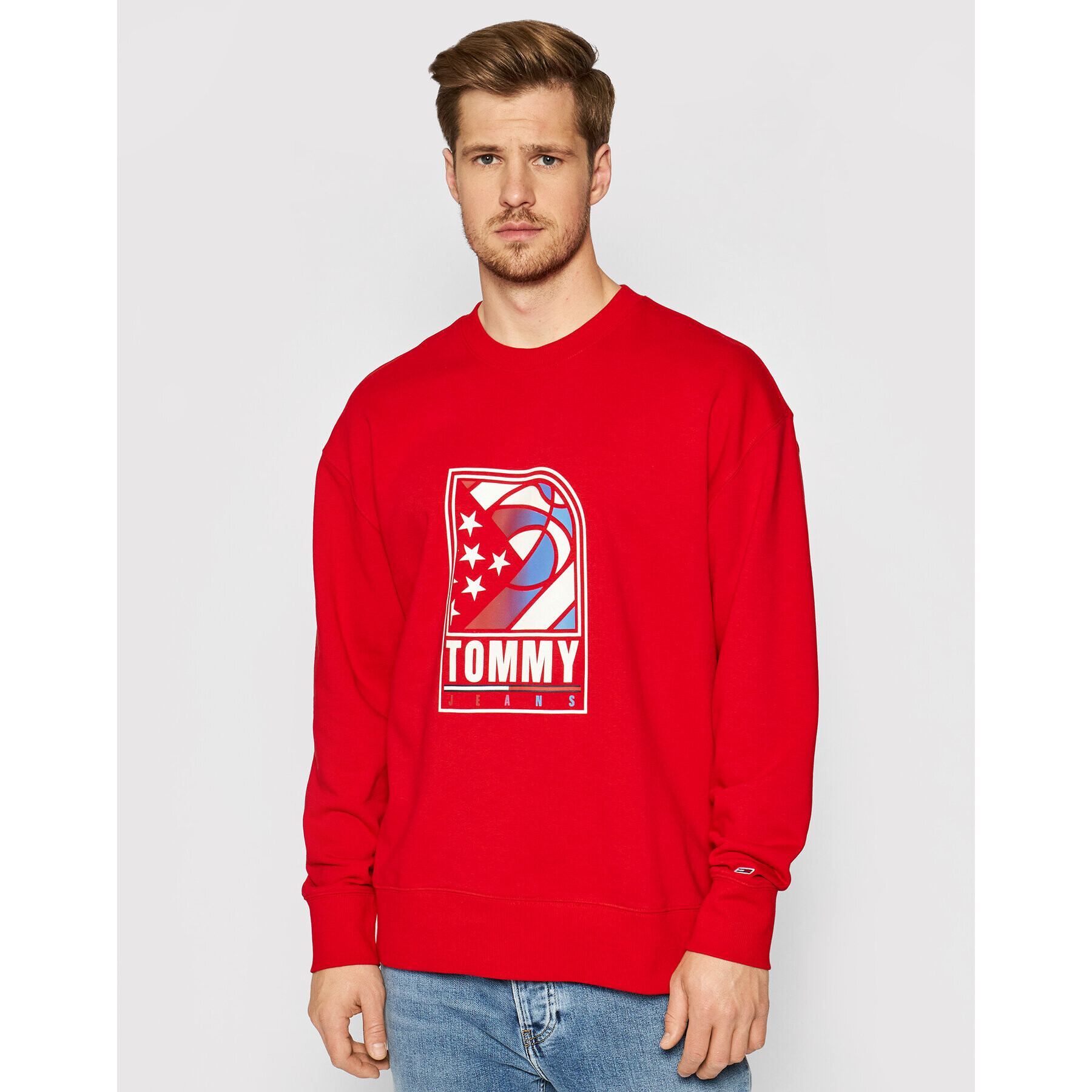 Tommy Jeans Суитшърт Tjm Basketball DM0DM10661 Червен Relaxed Fit - Pepit.bg