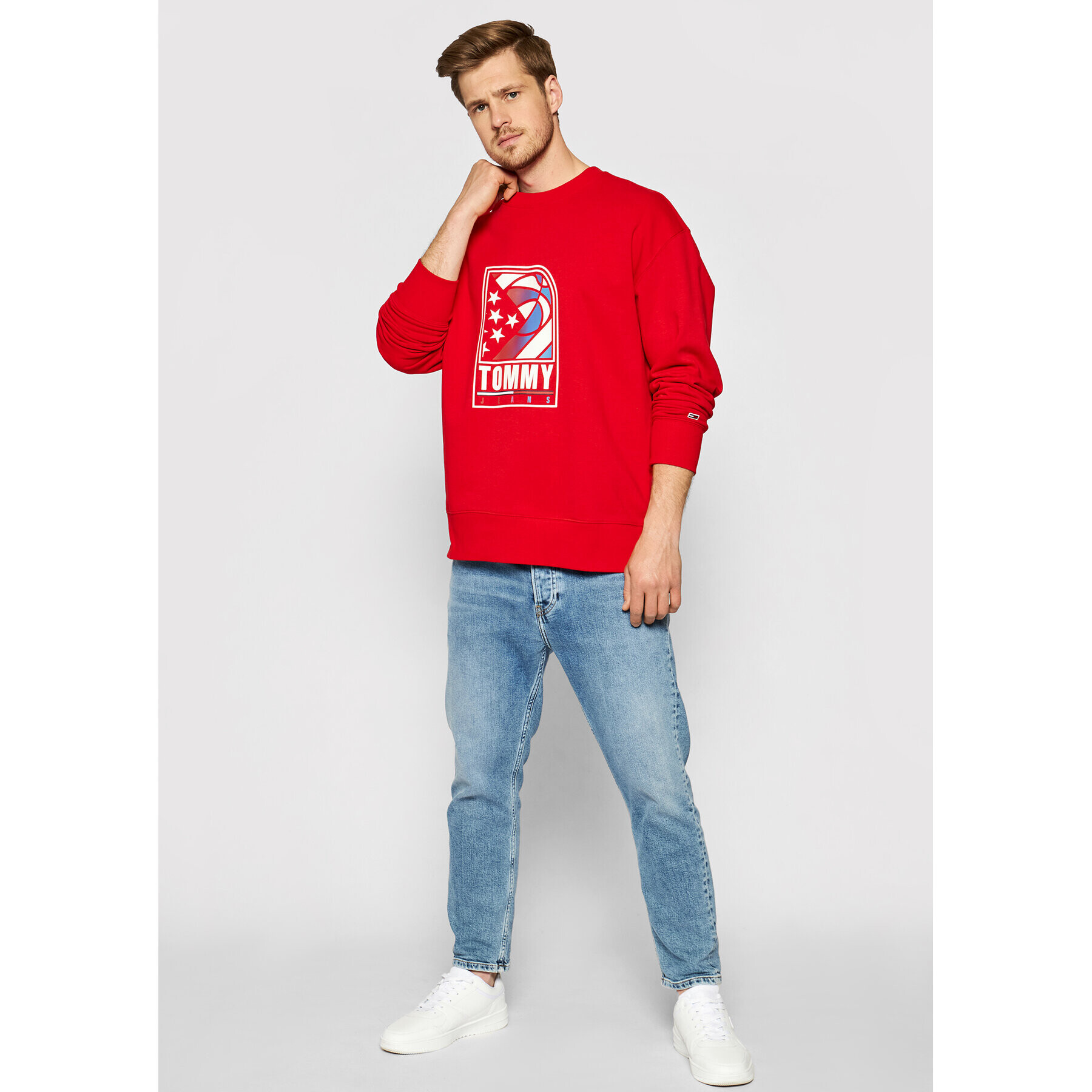 Tommy Jeans Суитшърт Tjm Basketball DM0DM10661 Червен Relaxed Fit - Pepit.bg