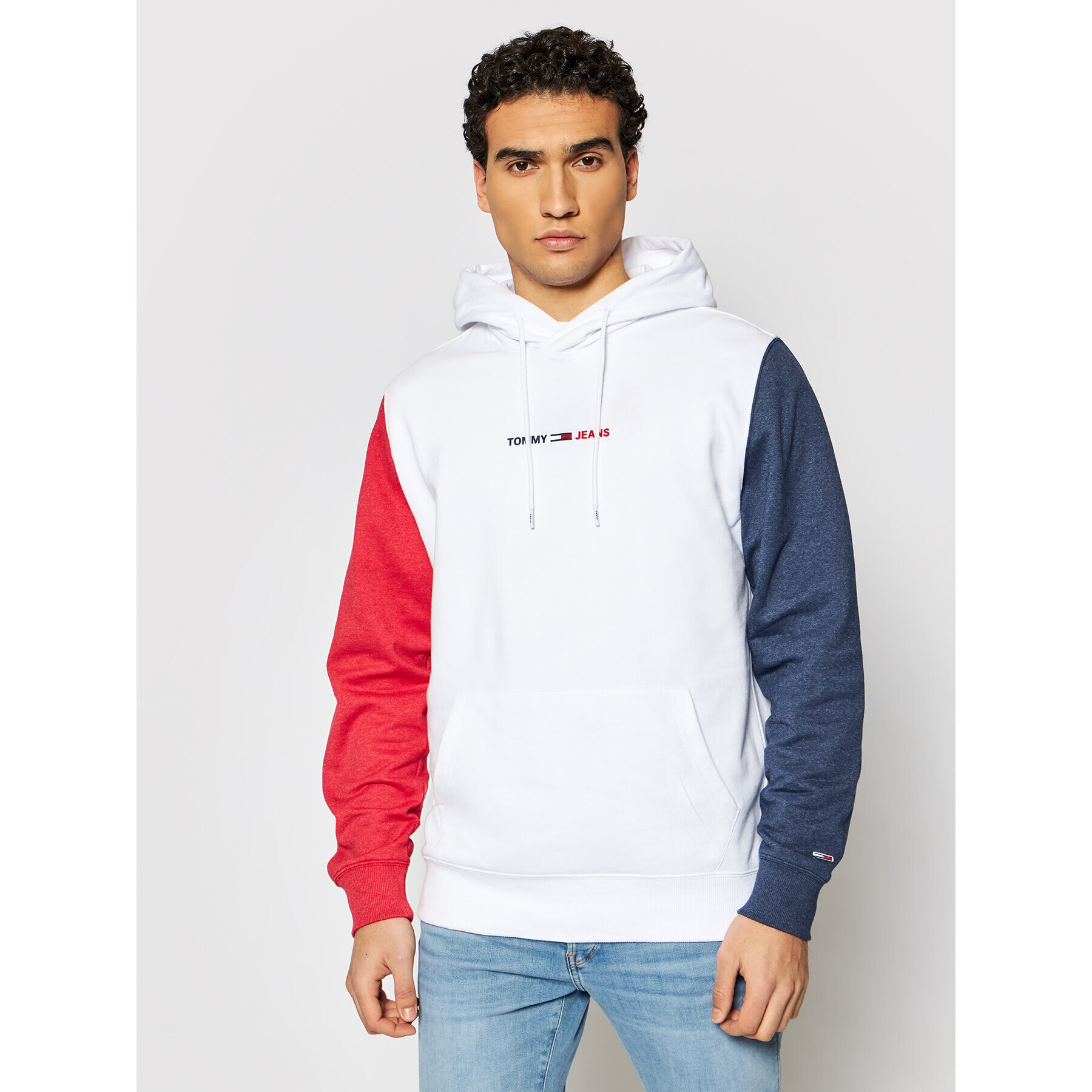 Tommy Jeans Суитшърт Tjm Half And Half Hoodie DM0DM10195 Бял Regular Fit - Pepit.bg