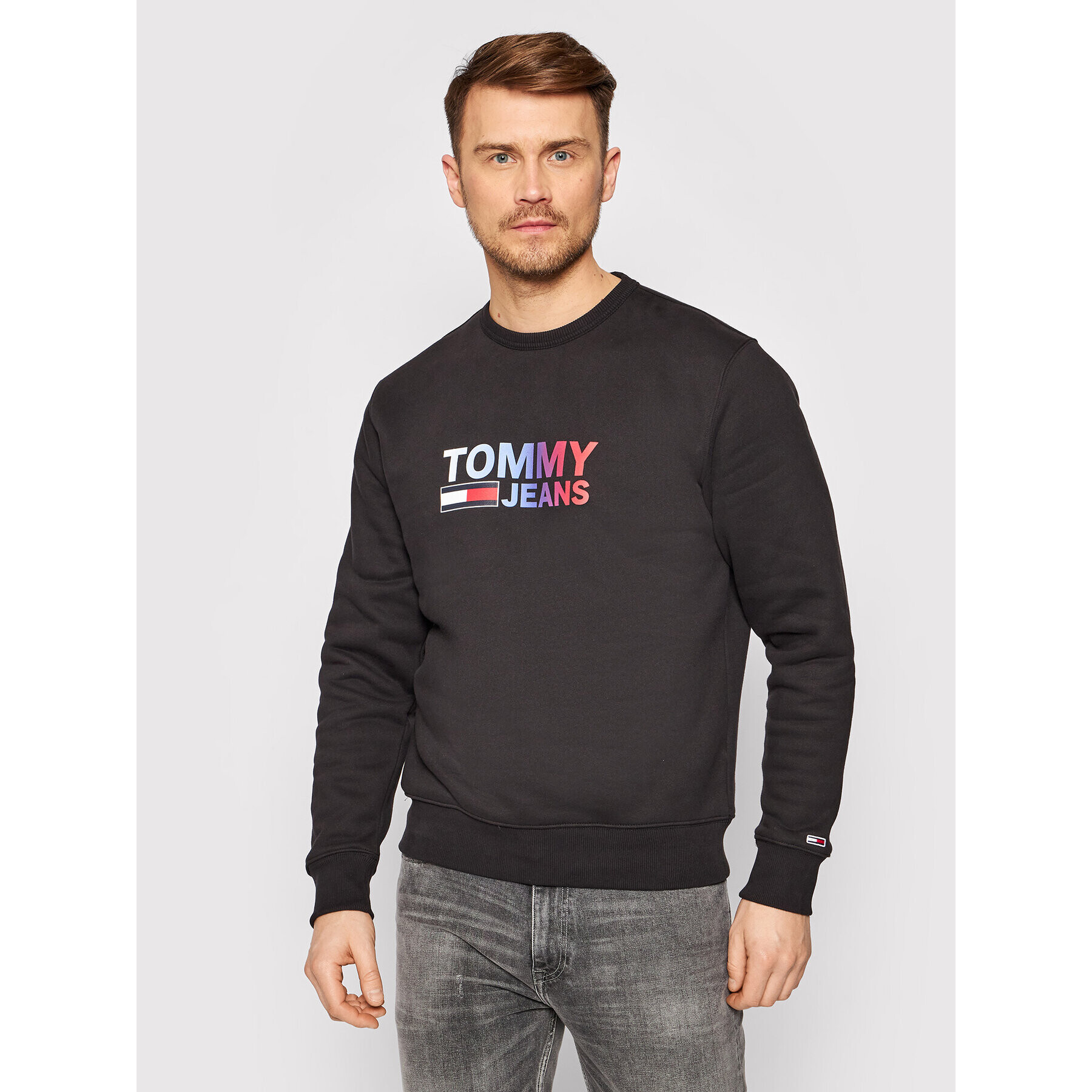 Tommy Jeans Суитшърт Tjm Ombre Corp Logo Crew DM0DM10202 Черен Regular Fit - Pepit.bg