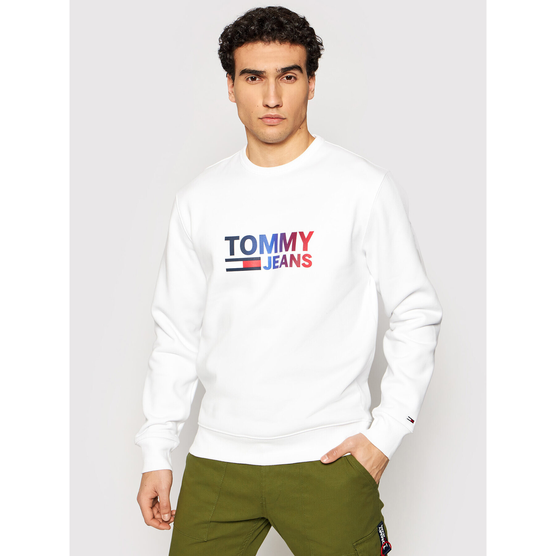 Tommy Jeans Суитшърт Tjm Ombre Corp Logo DM0DM10202 Бял Regular Fit - Pepit.bg