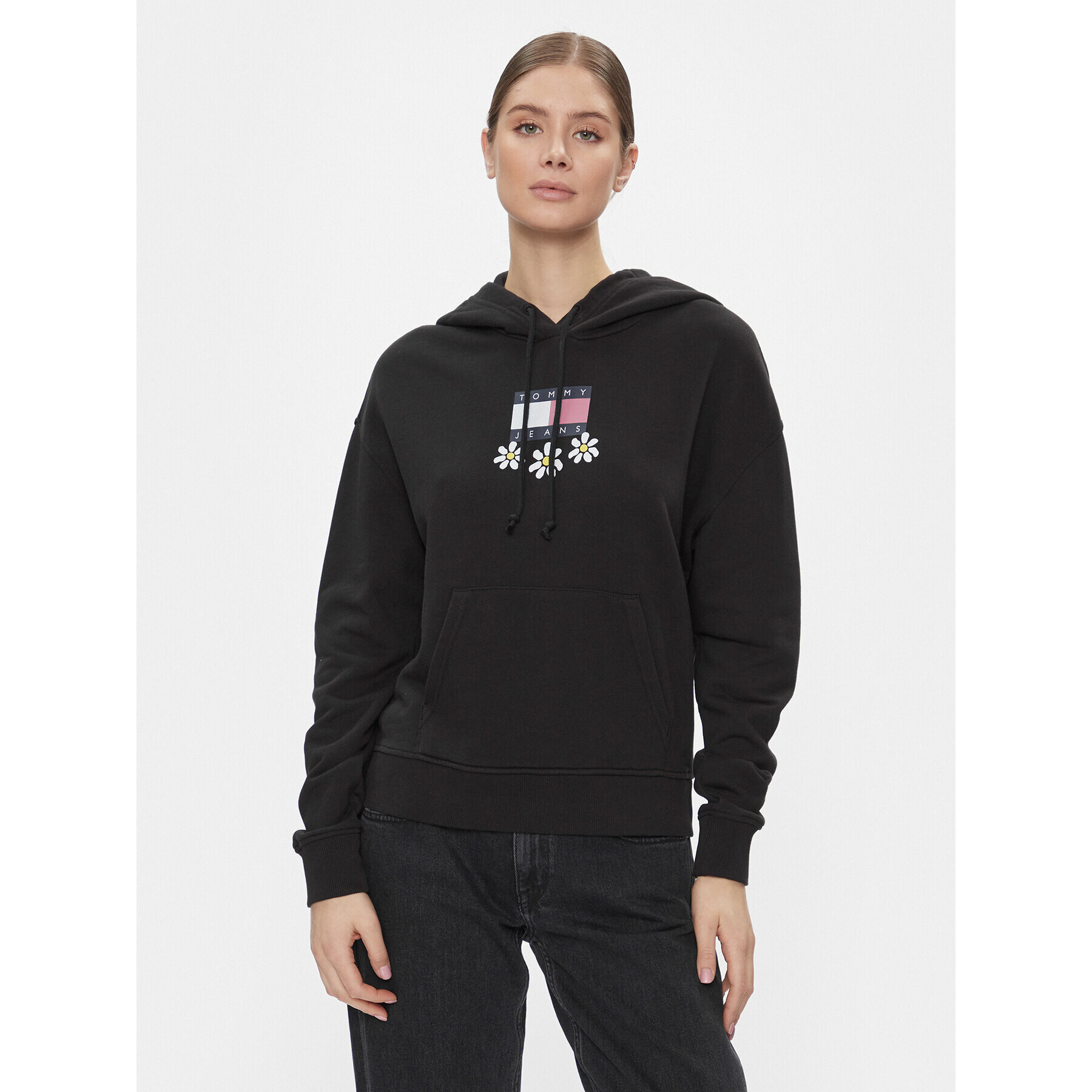 Tommy Jeans Суитшърт Tjw Bxy Daisy Flag Hoodie DW0DW17708 Черен Regular Fit - Pepit.bg